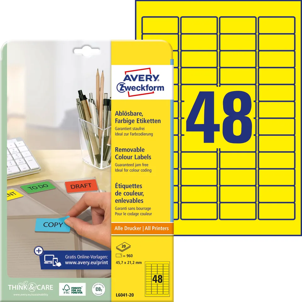 avery-zweckform-l6041-20-gelbe-etiketten-45-7-x-21-2-mm-960-aufkleber-abl-sbar image 1