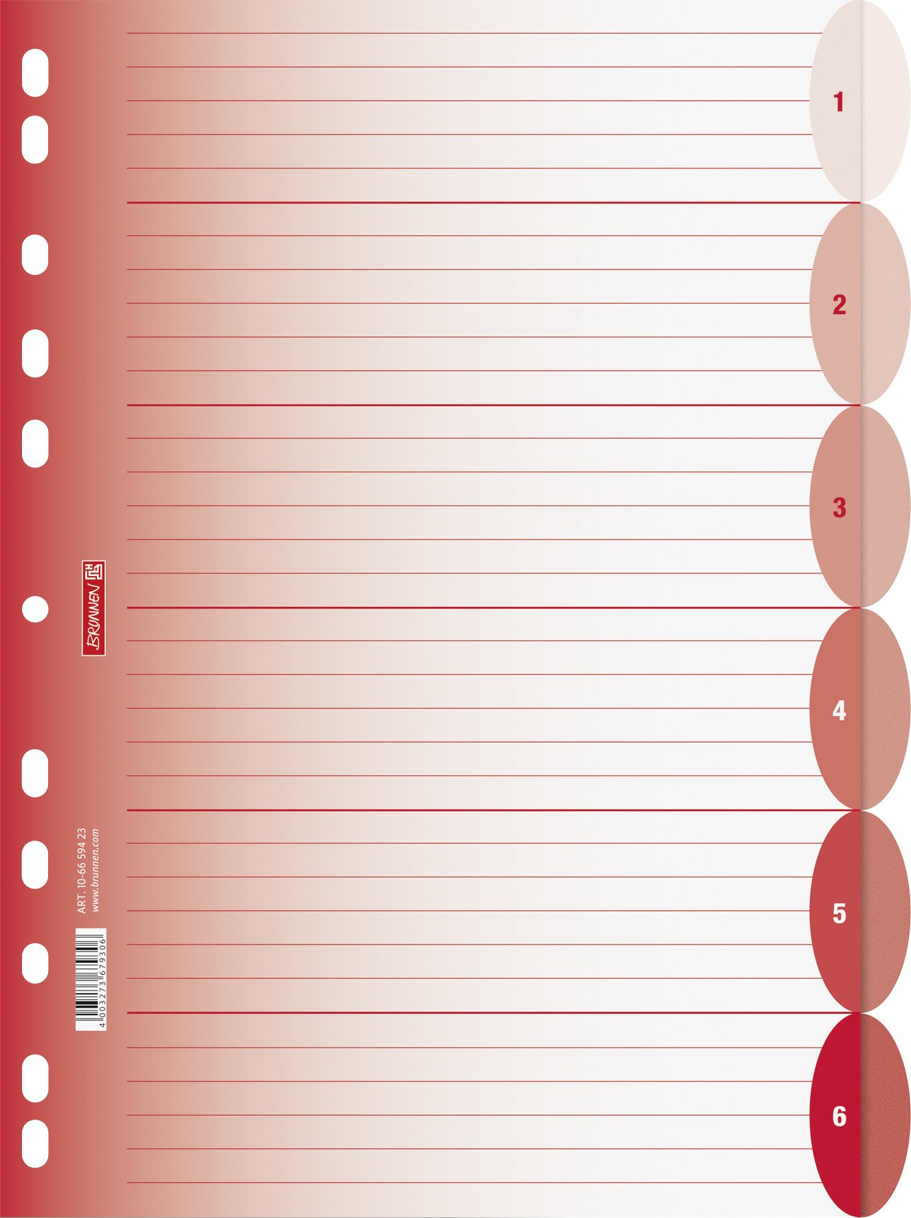 brunnen-ordnerregister-colour-code-a4-pp-halbrund-pink-6-tabs image 3