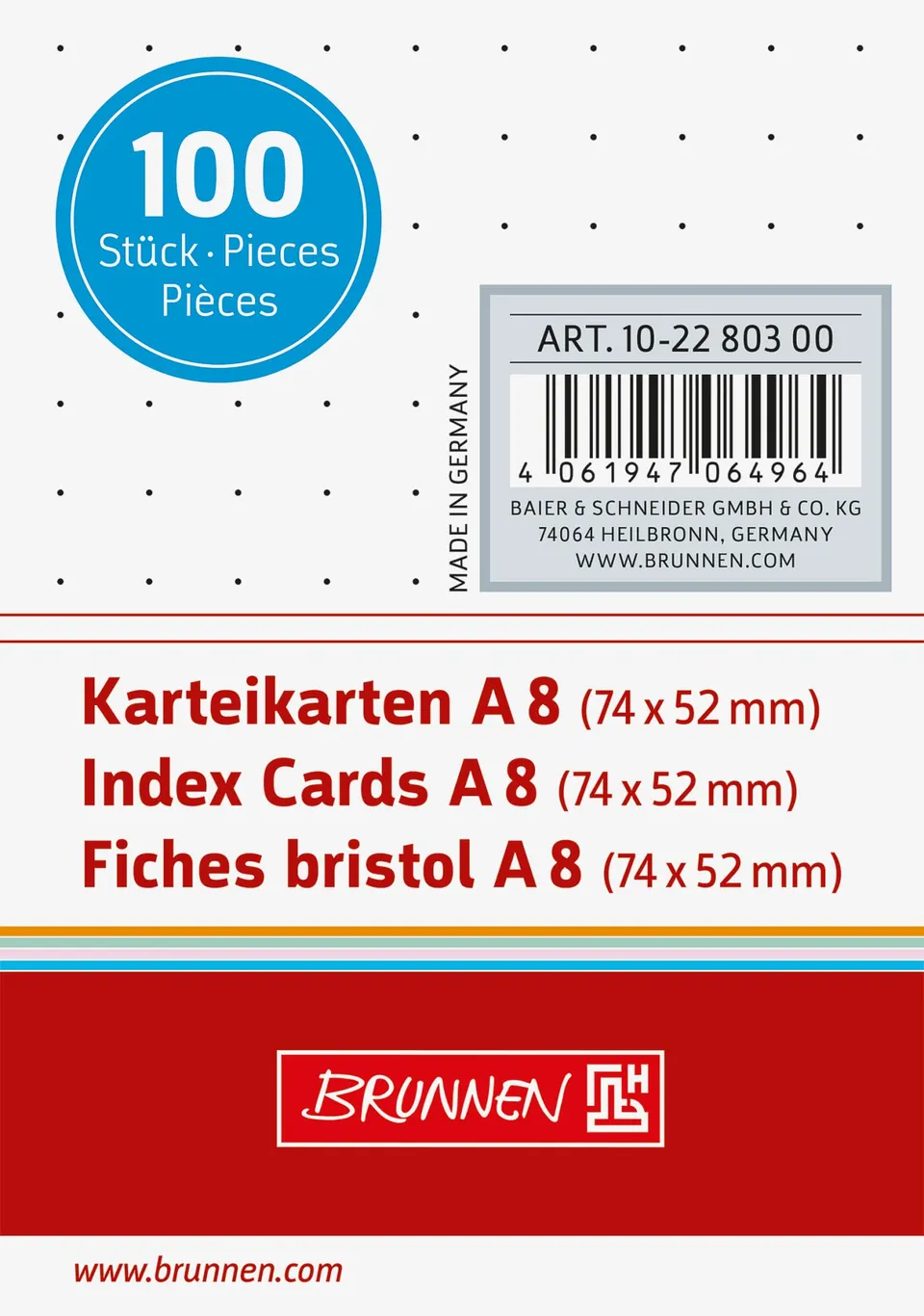 brunnen-karteikarten-a8-dotted-wei-100-st-ck image 1