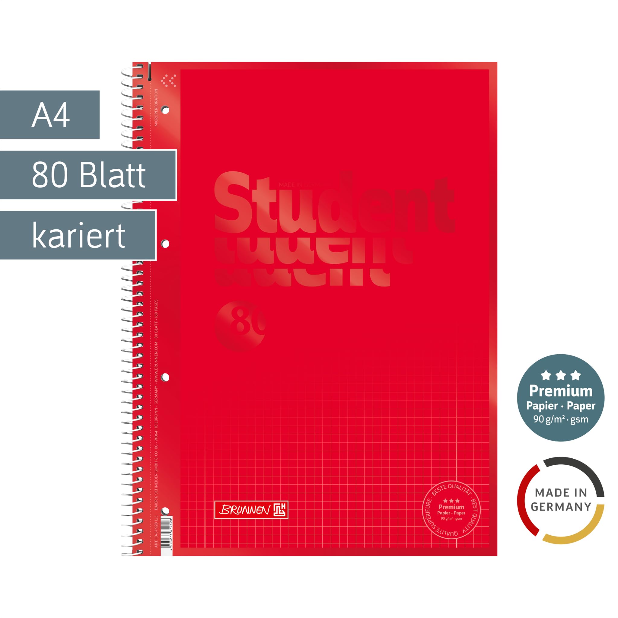 brunnen-collegeblock-premium-student-colour-code-a4-lin-28-80-blatt-red image 2
