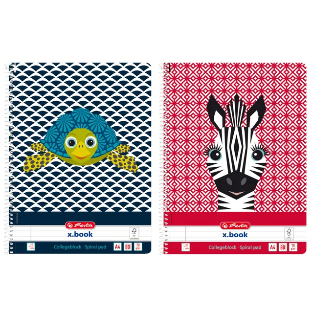 herlitz-spiralblock-a4-cute-animals-turtle-und-zebra-liniert-80-blatt-5-st-ck image 1