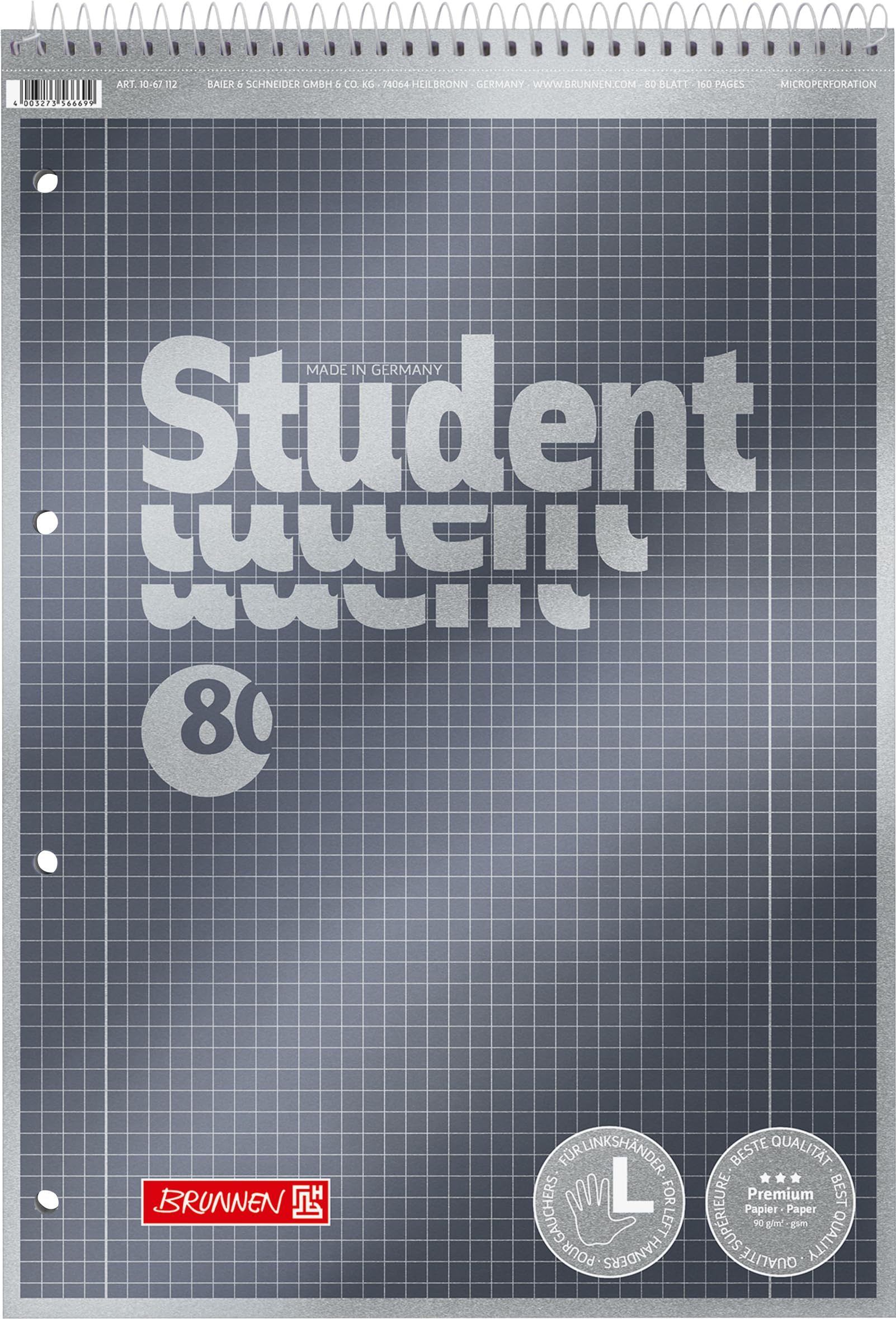 brunnen-collegeblock-student-a4-lineatur-28-kariert-mit-kopfspirale image 1