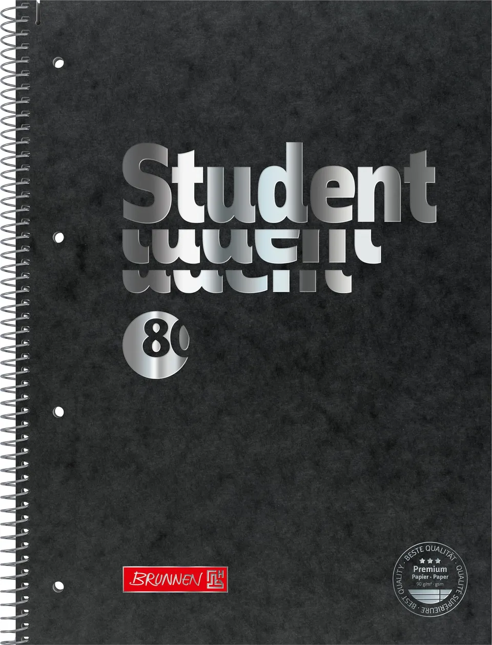 brunnen-collegeblock-premium-student-fact-plus-a4-liniert-80-blatt-schwarz image 1