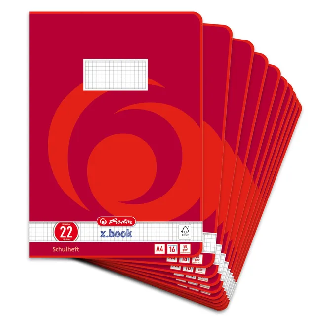 herlitz-schulheft-x-book-a4-kariert-lineatur-22-16-blatt-10-st-ck image 1