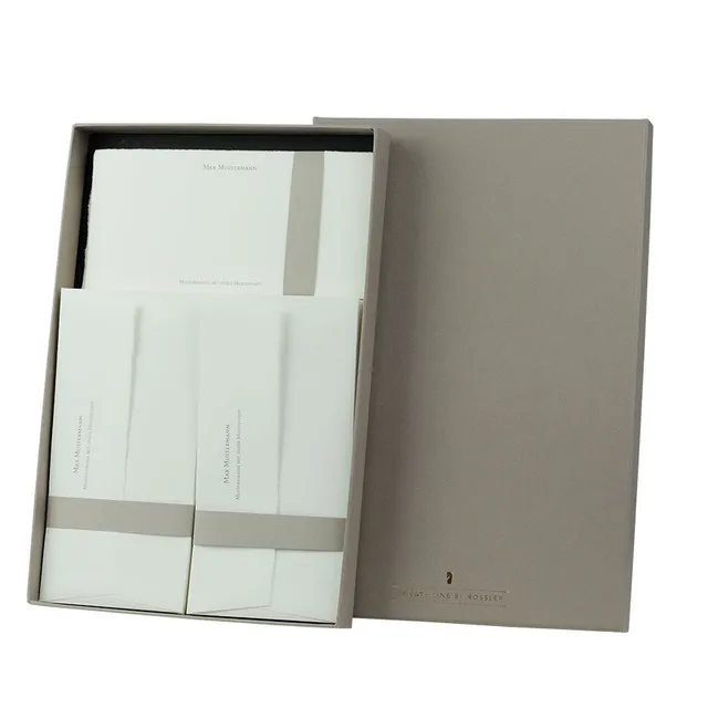 r-ssler-briefpapier-box-taupe-personalisierbar-b-tten-papier-40-st-ck image 1