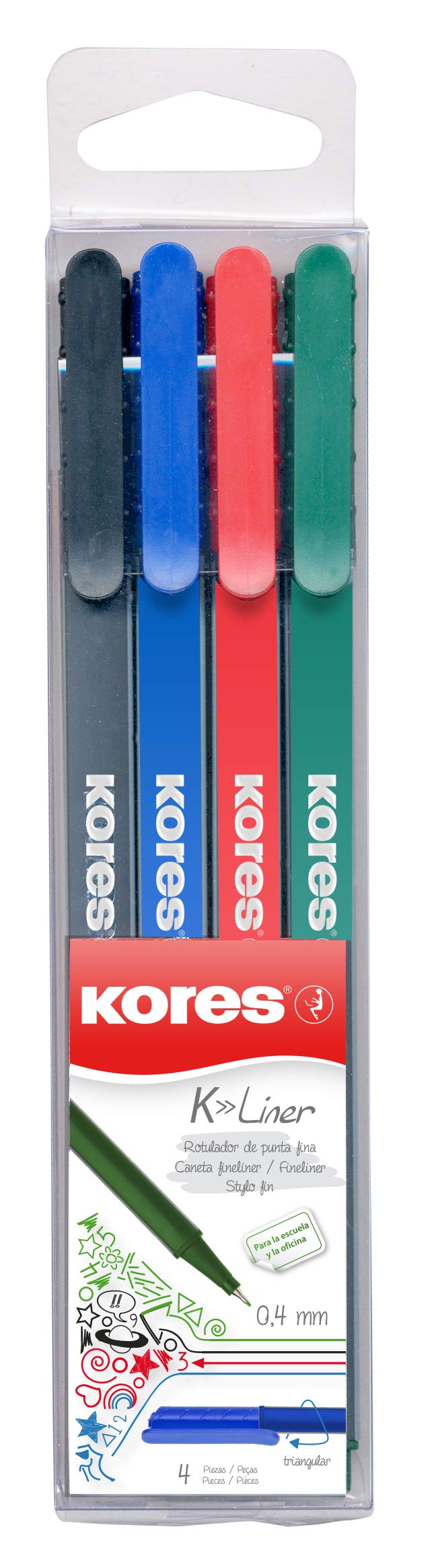 kores-k-liner-fineliner-0-4-mm-4er-pack-farbig image 1