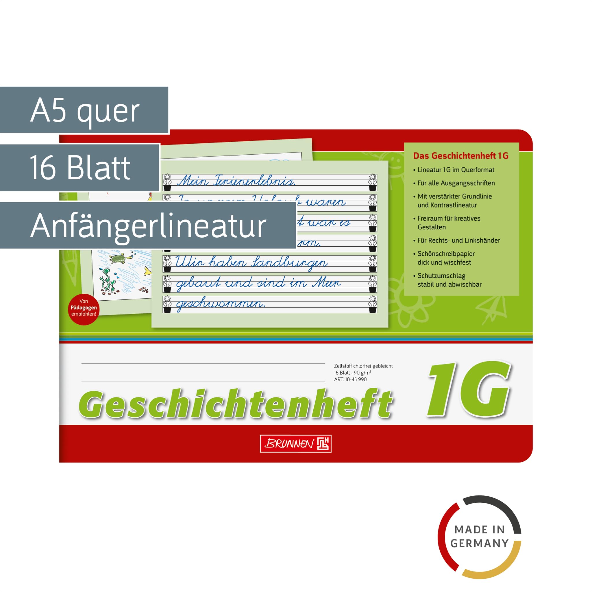 brunnen-geschichtenheft-1045990-klasse-1-a5-lineatur-1g-16-blatt image 2
