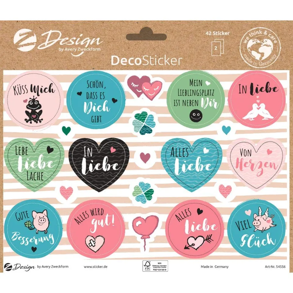 avery-zweckform-54556-z-design-dekosticker-liebe-und-gl-ck-a5-42-st-ck image 1