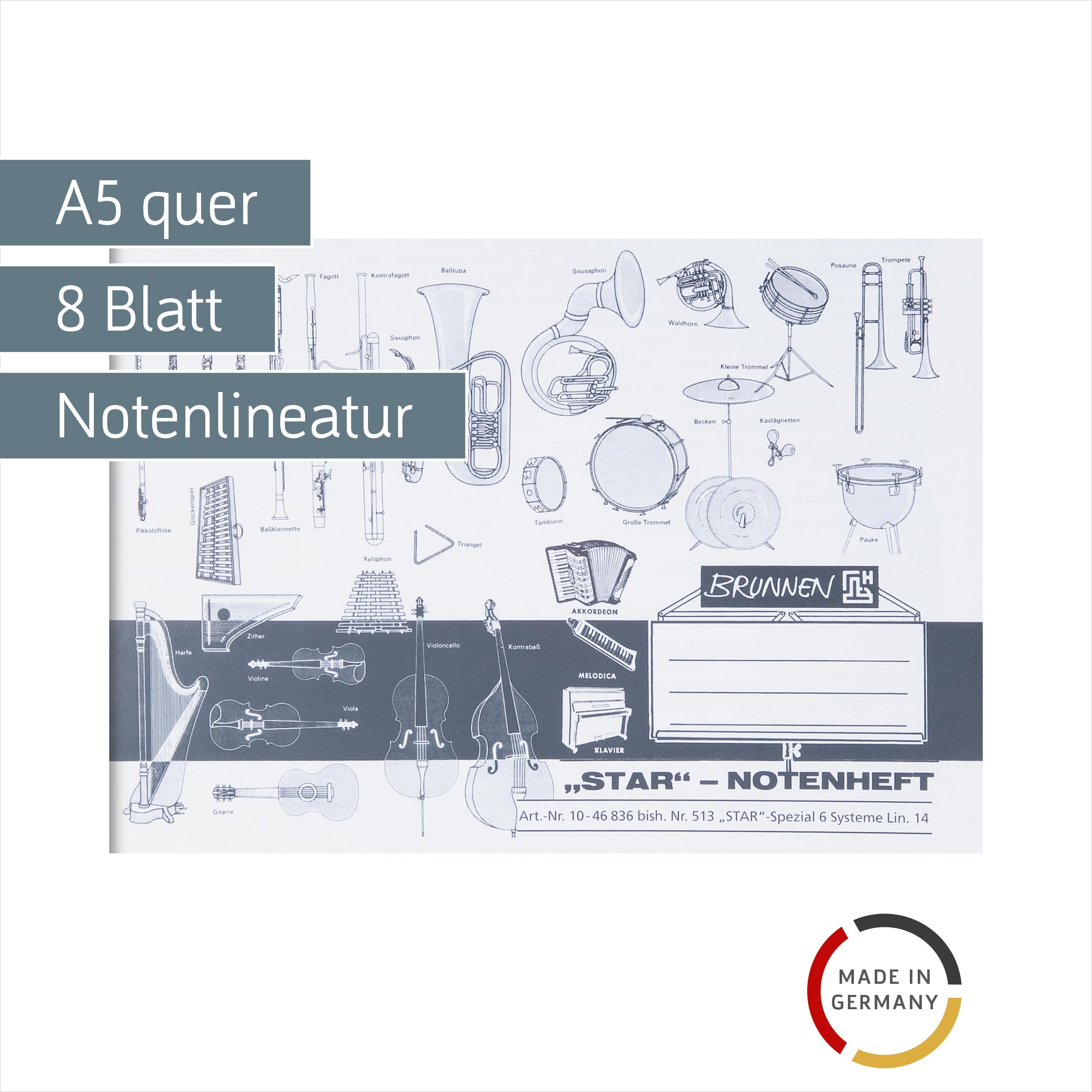 brunnen-notenheft-1046836-a5-quer-8-blatt-mit-hilfslinien image 2