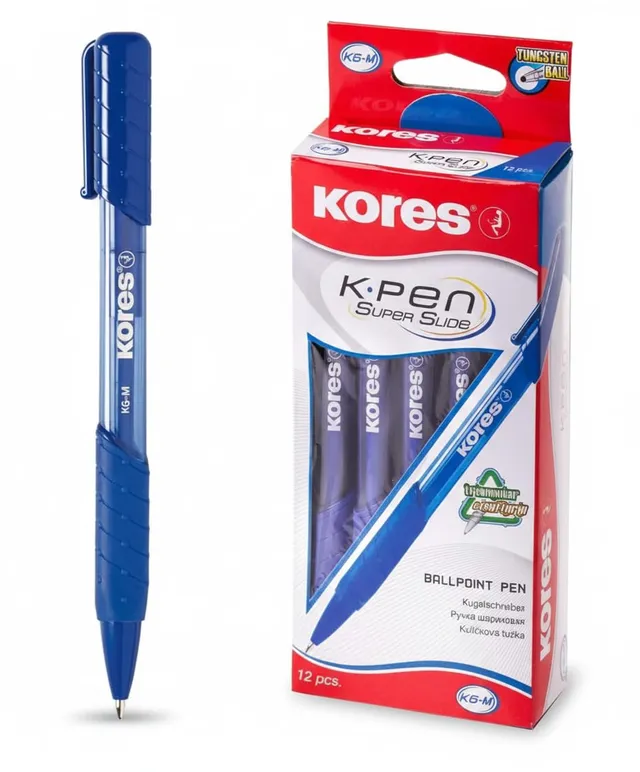 kores-k6-druckkugelschreiber-blau-1-0-mm-medium-12er-pack image 1