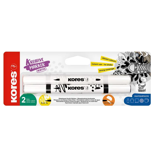 kores-kreative-marker-acryl-duo-tip-schwarz-wei-2-st-ck image 1