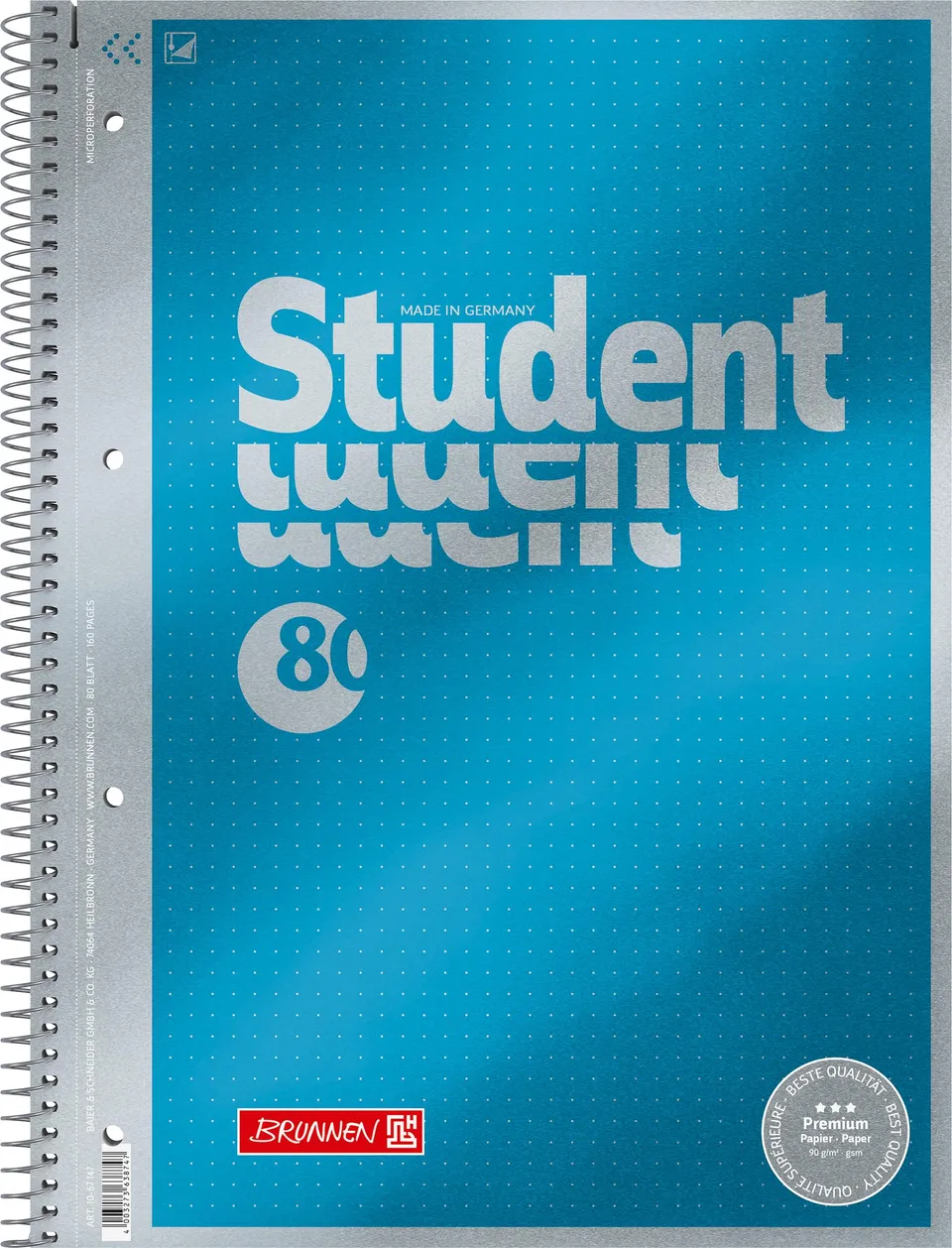 brunnen-premium-collegeblock-dotted-a4-cyan-metallic image 1