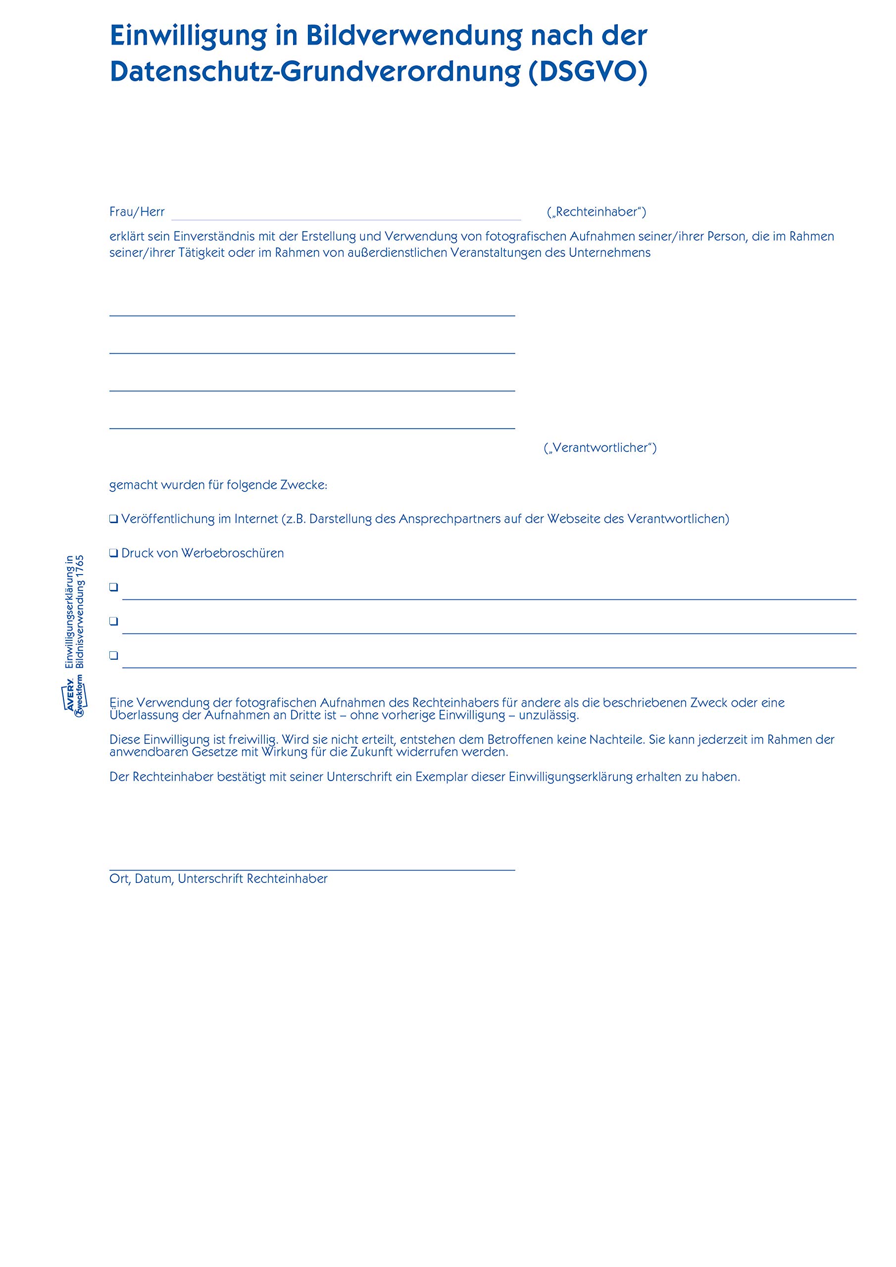 avery-zweckform-1765-einwilligung-bildnisverwendung-nach-dsgvo-a4-selbstdurchsch image 2