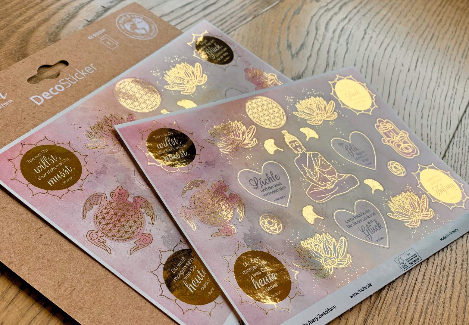 avery-zweckform-54562-deko-sticker-buddha-lebensblume-a5-gold-effekt-42-st-ck image 4