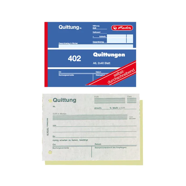herlitz-402-quittungsblock-a6-selbstdurchschreibend-2x40-blatt-4er-pack image 1