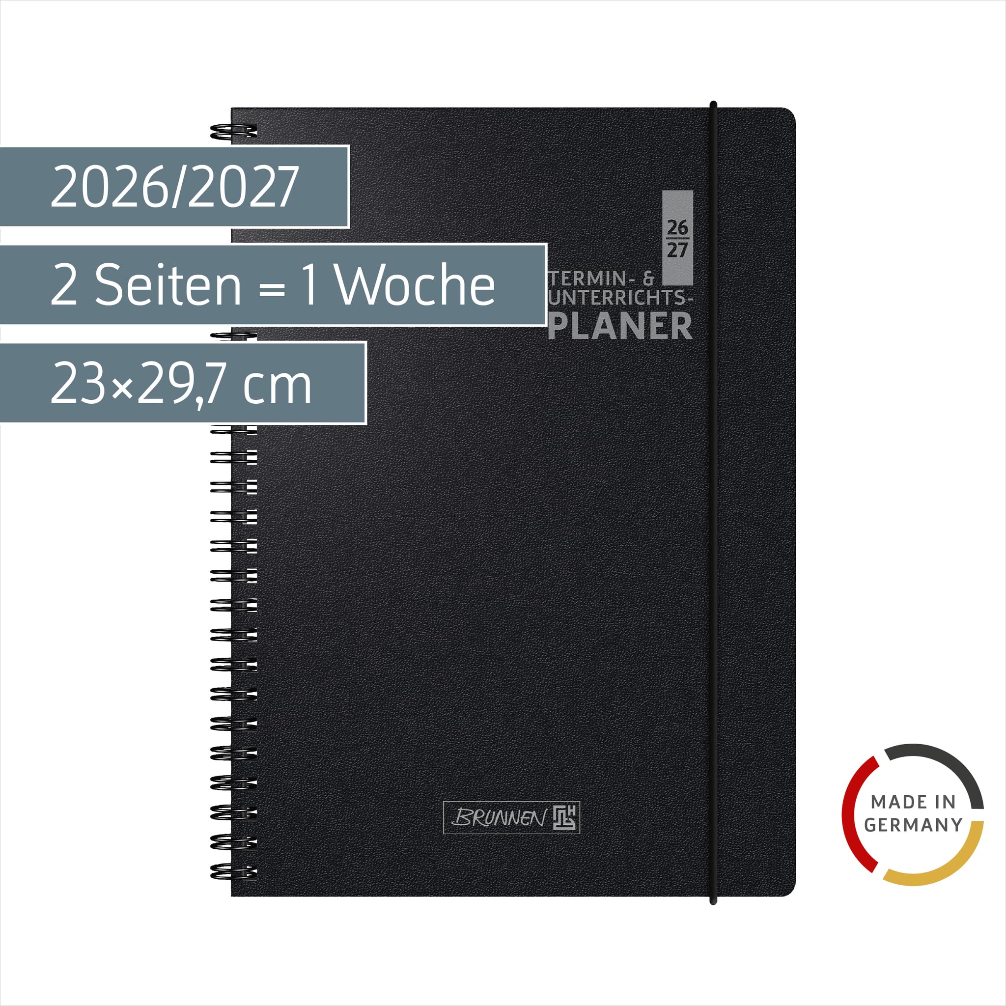 brunnen-termin-unterrichtsplaner-2026-2027-a4-kunststoff-schwarz-2-seiten-1-woch image 2