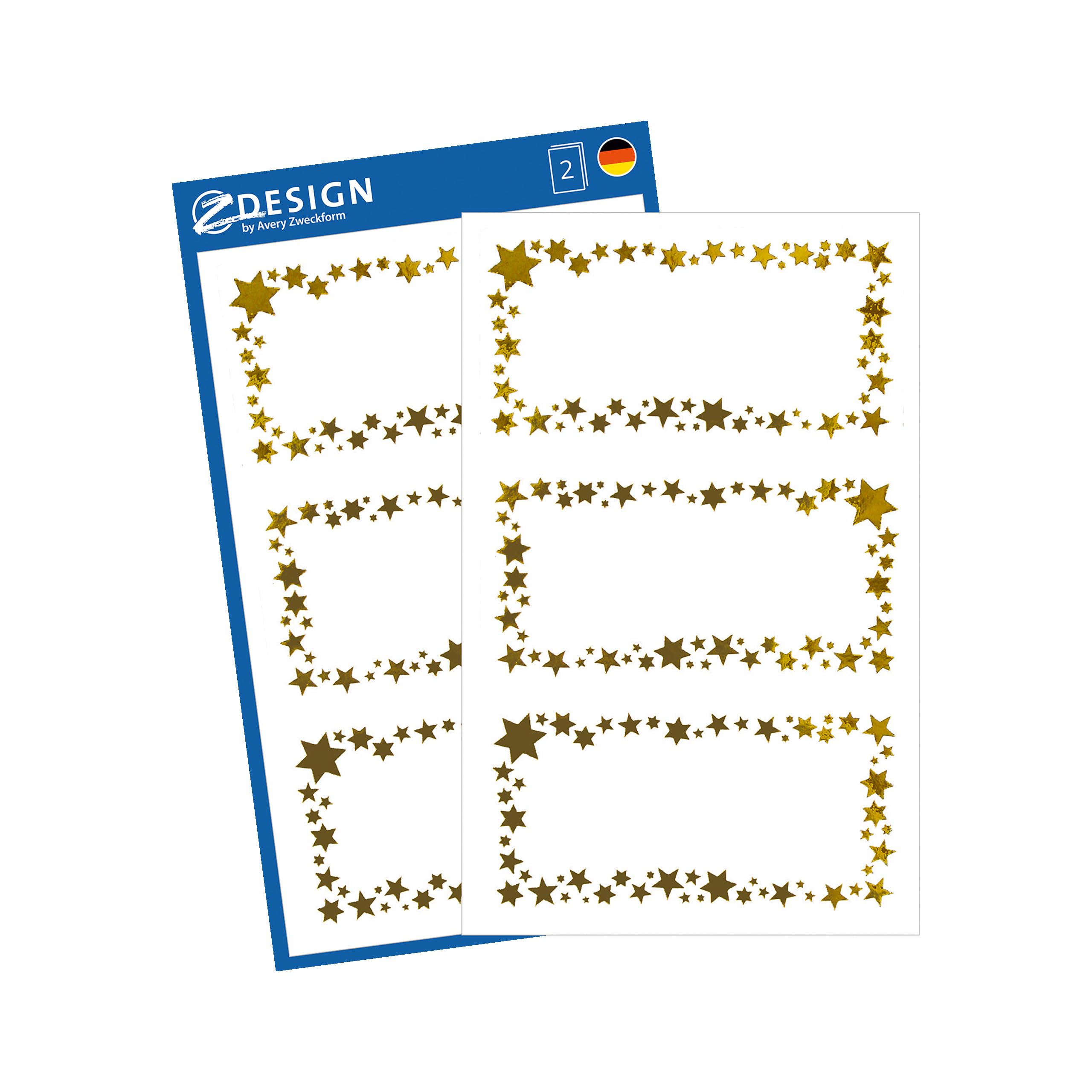 avery-zweckform-z-design-52622-weihnachtsaufkleber-goldpr-gung-6-sticker-auf-2-b image 1