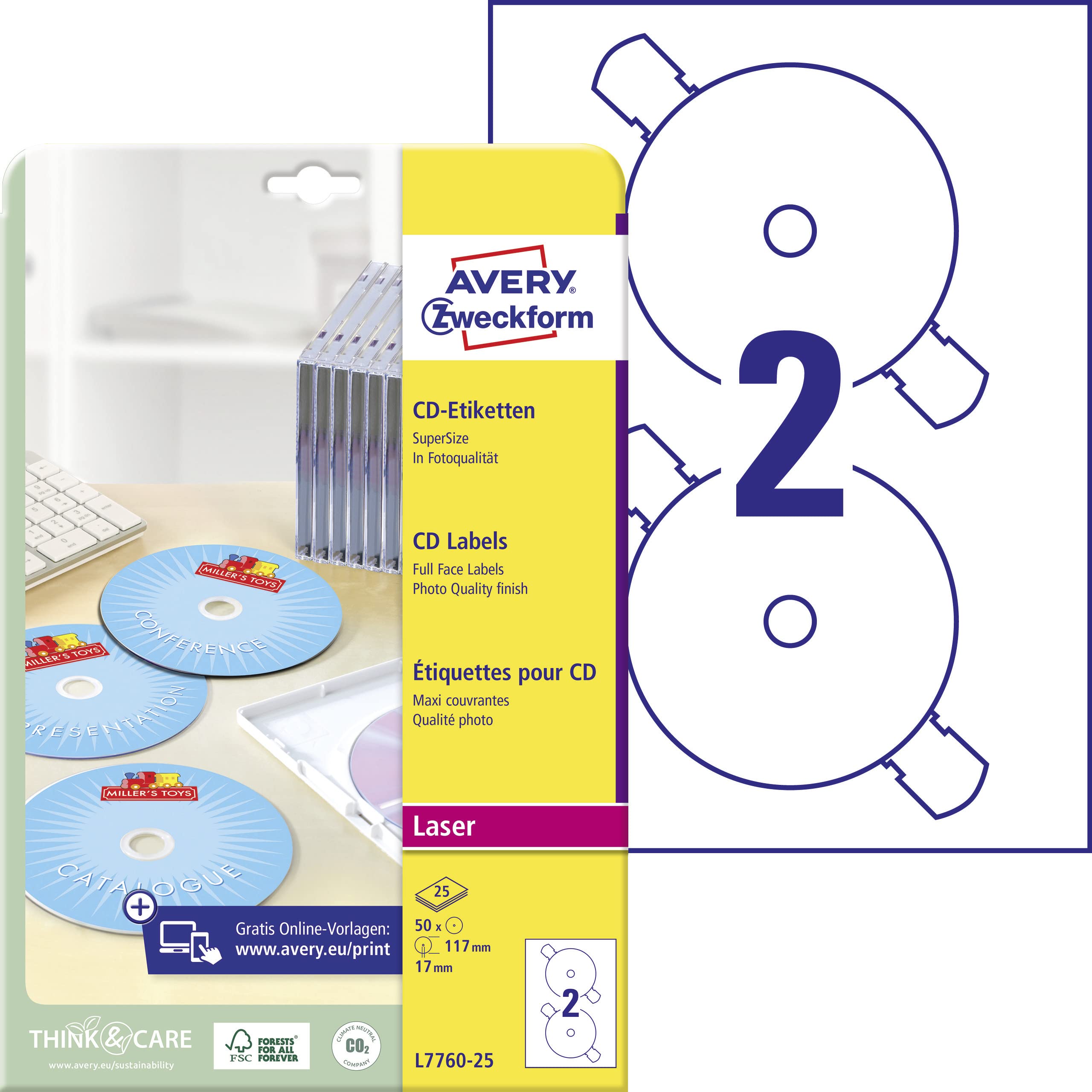 avery-zweckform-l7760-25-cd-etiketten-supersize-117-mm-hochgl-nzend-wei-50-st-ck image 1