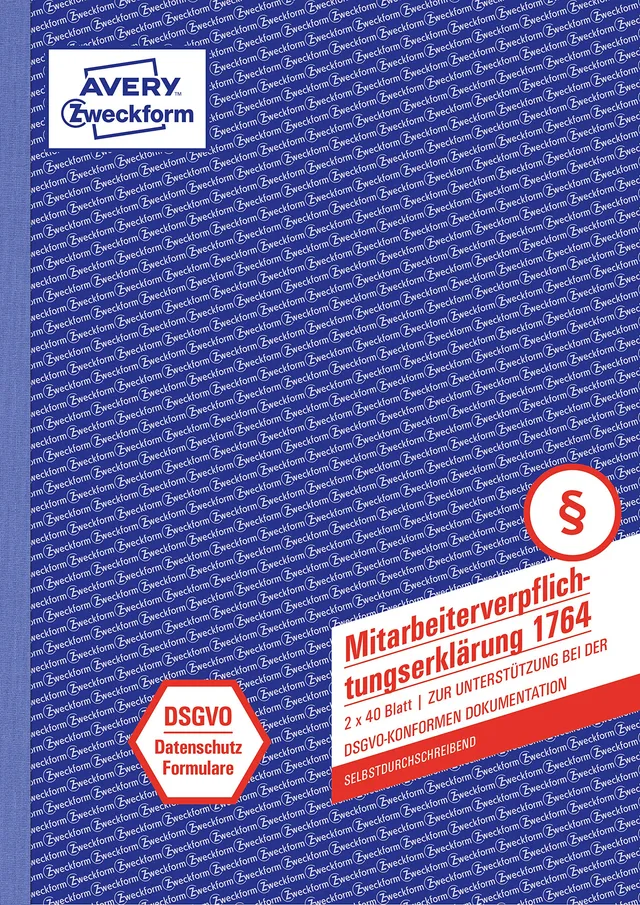 avery-zweckform-1764-mitarbeiterverpflichtung-dsgvo-a4-selbstdurchschreibend-2x4 image 1