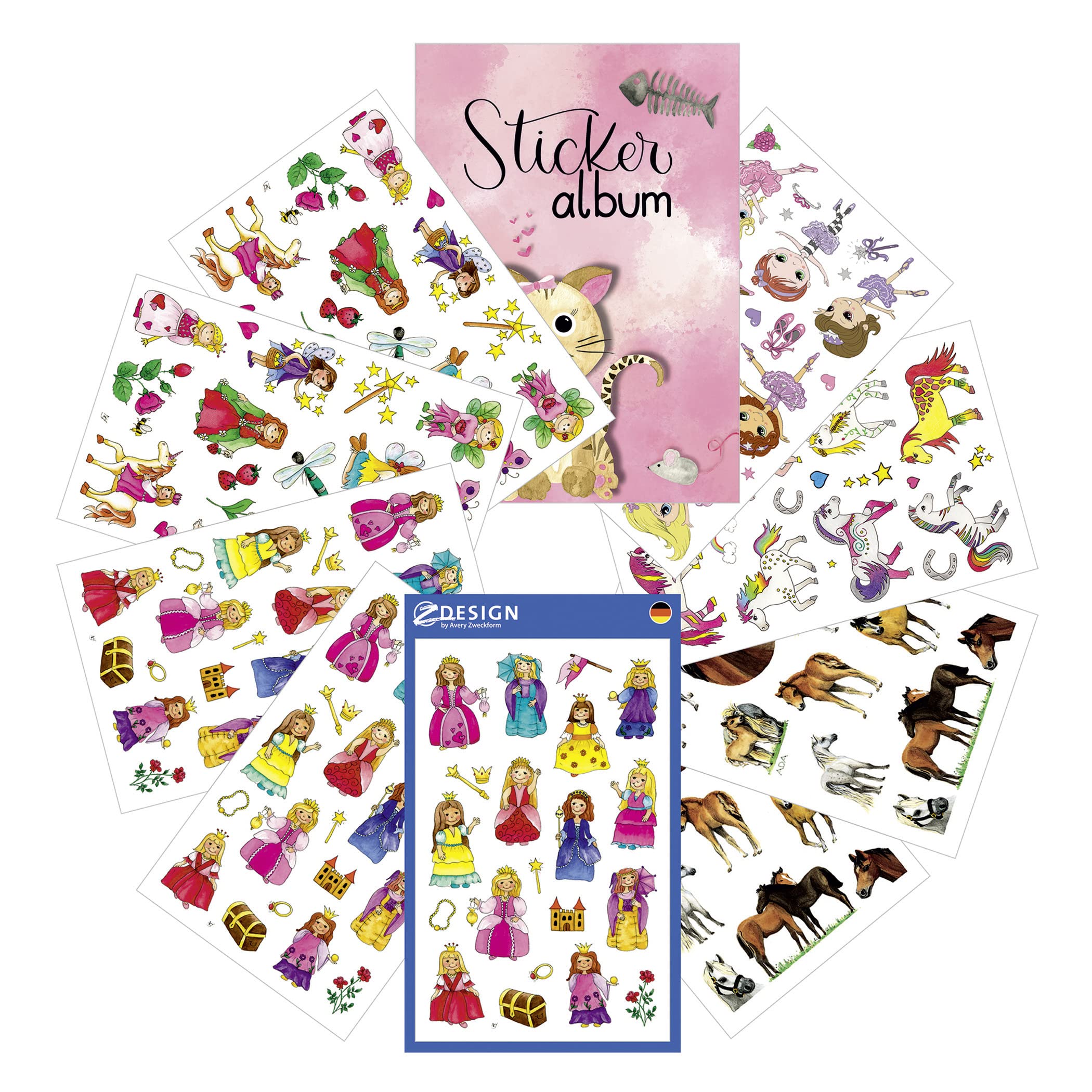avery-zweckform-z-design-59985-kinder-sticker-mit-album-170-st-ck-m-dchen image 1