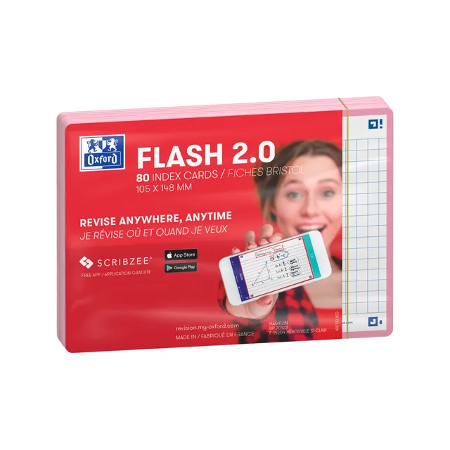 oxford-flash-2-0-karteikarten-a6-kariert-pink-80-blatt-105x148mm image 1
