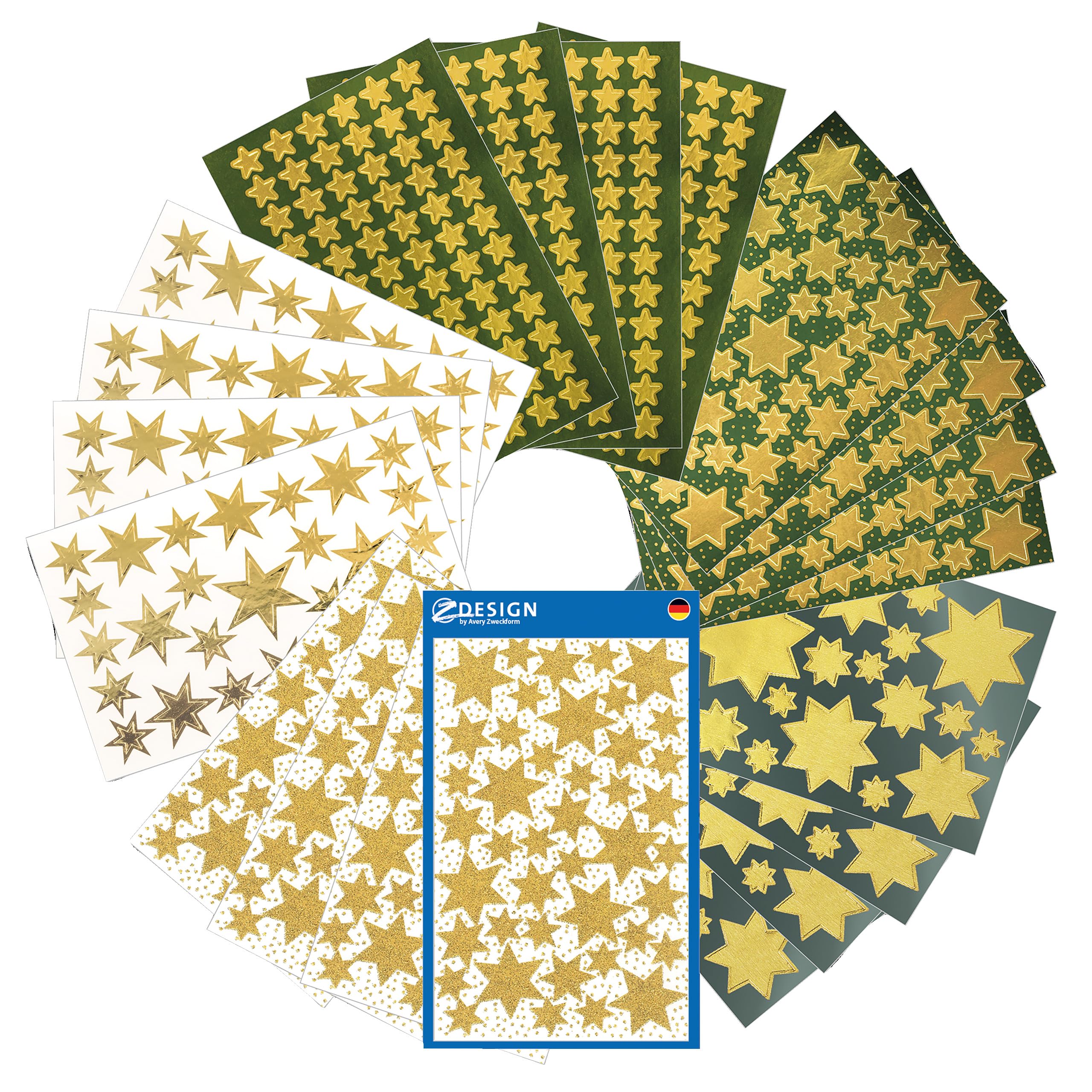 avery-zweckform-z-design-844-weihnachts-sticker-sterne-gold-510-st-ck image 1