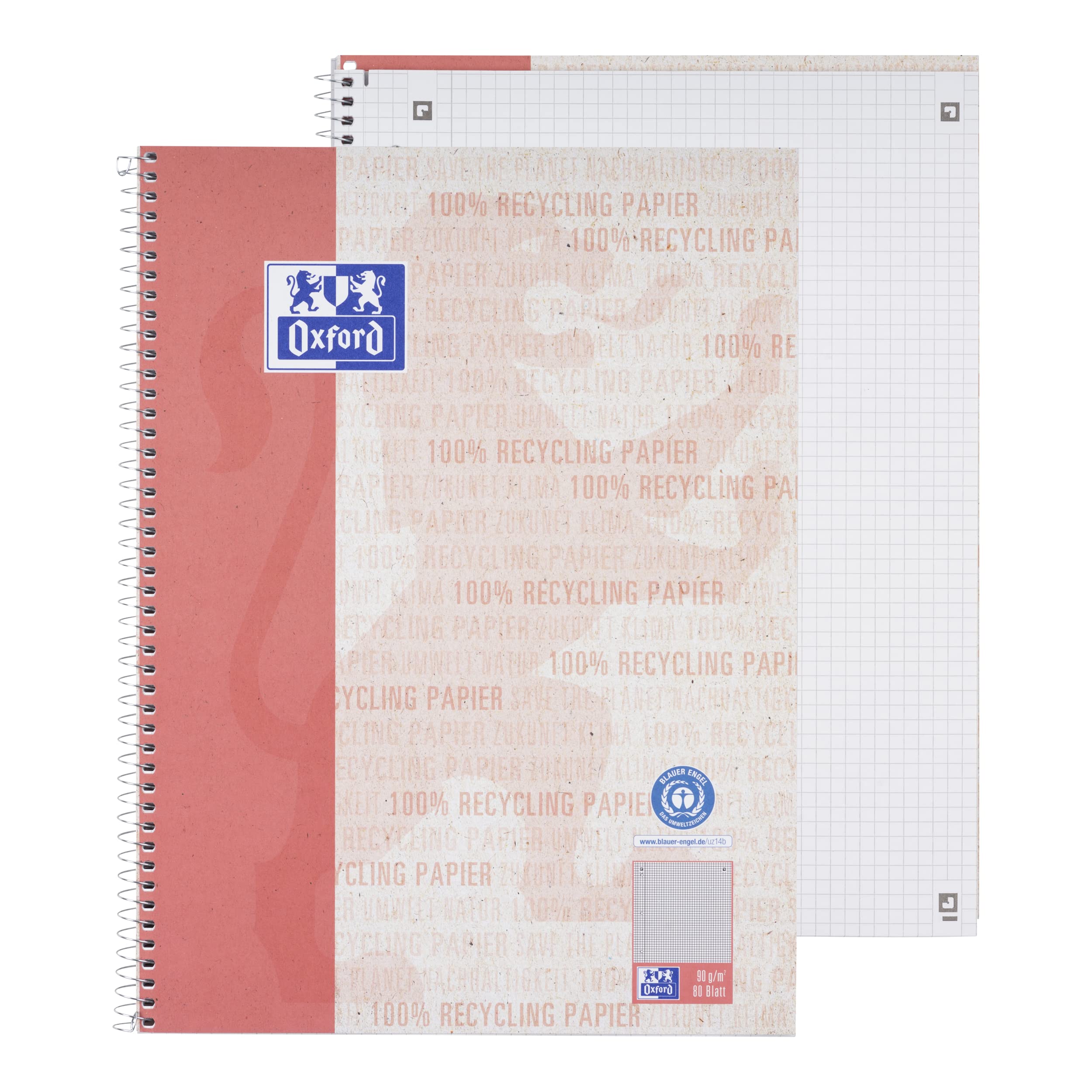 oxford-recycling-collegeblock-a4-kariert-mit-rand-links-80-blatt-10-st-ck image 2
