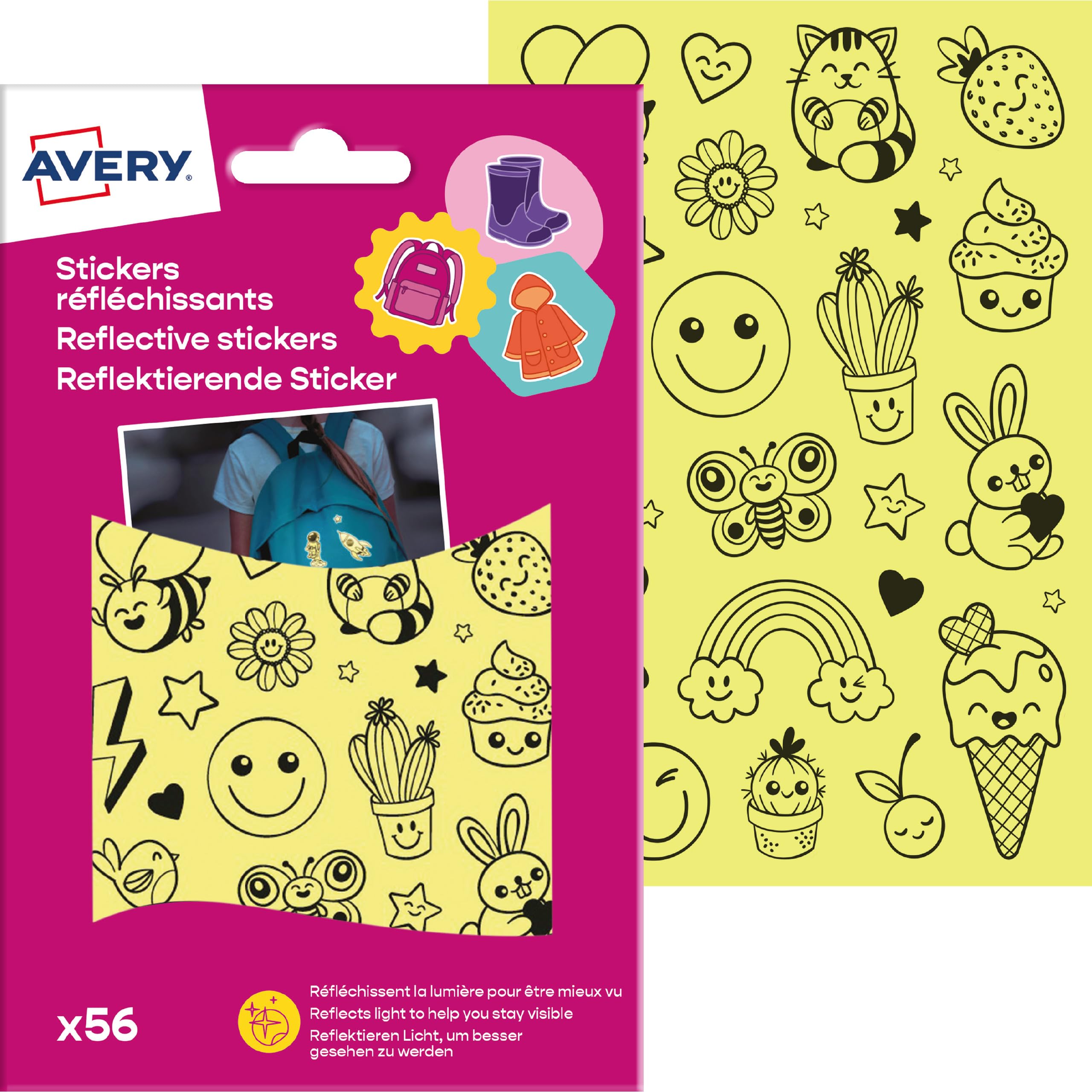 avery-zweckform-ref56s-reflektor-aufkleber-gesichter-56-st-ck-bunt image 1