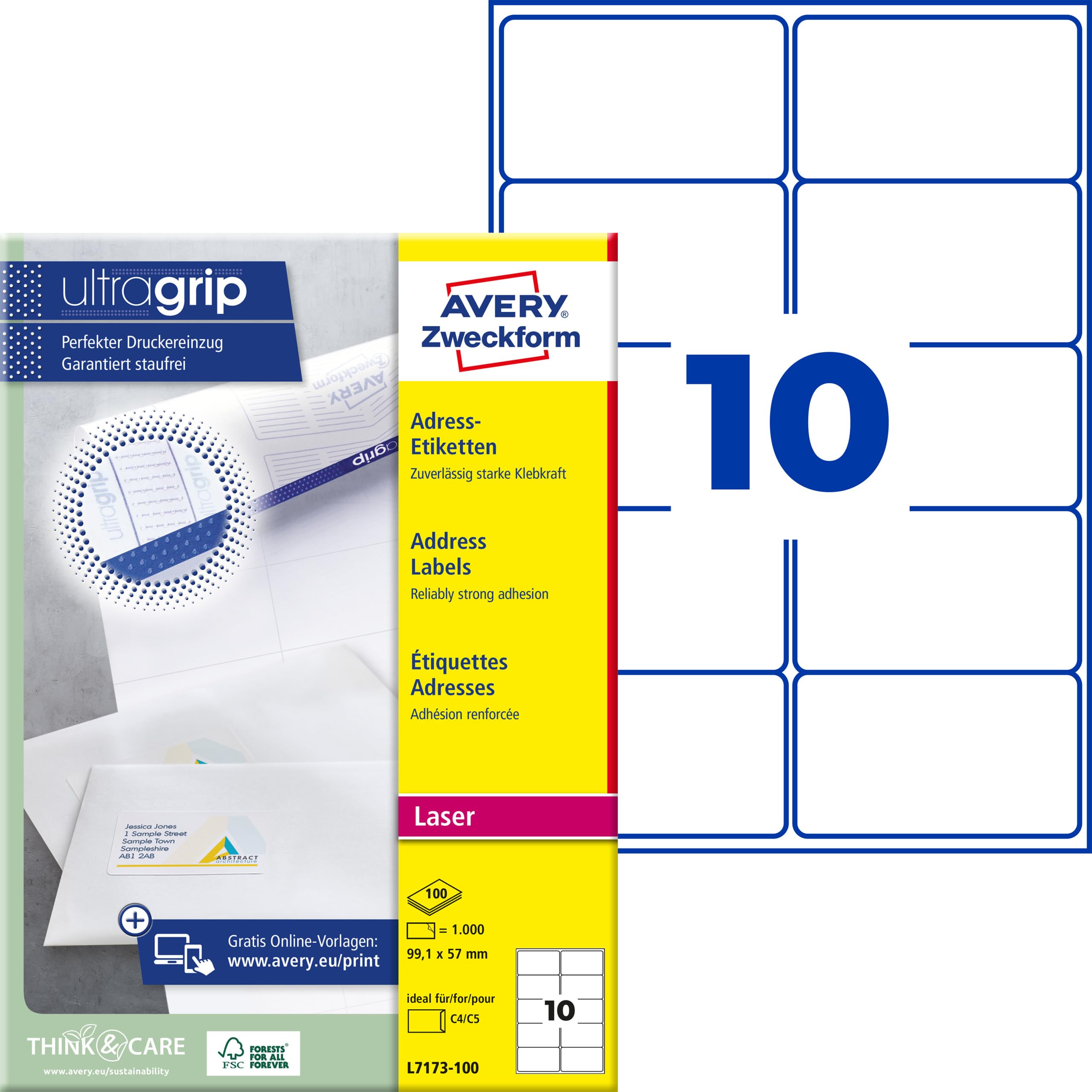 avery-zweckform-l7173-100-adressetiketten-99-1x57mm-wei-1000-etiketten image 1