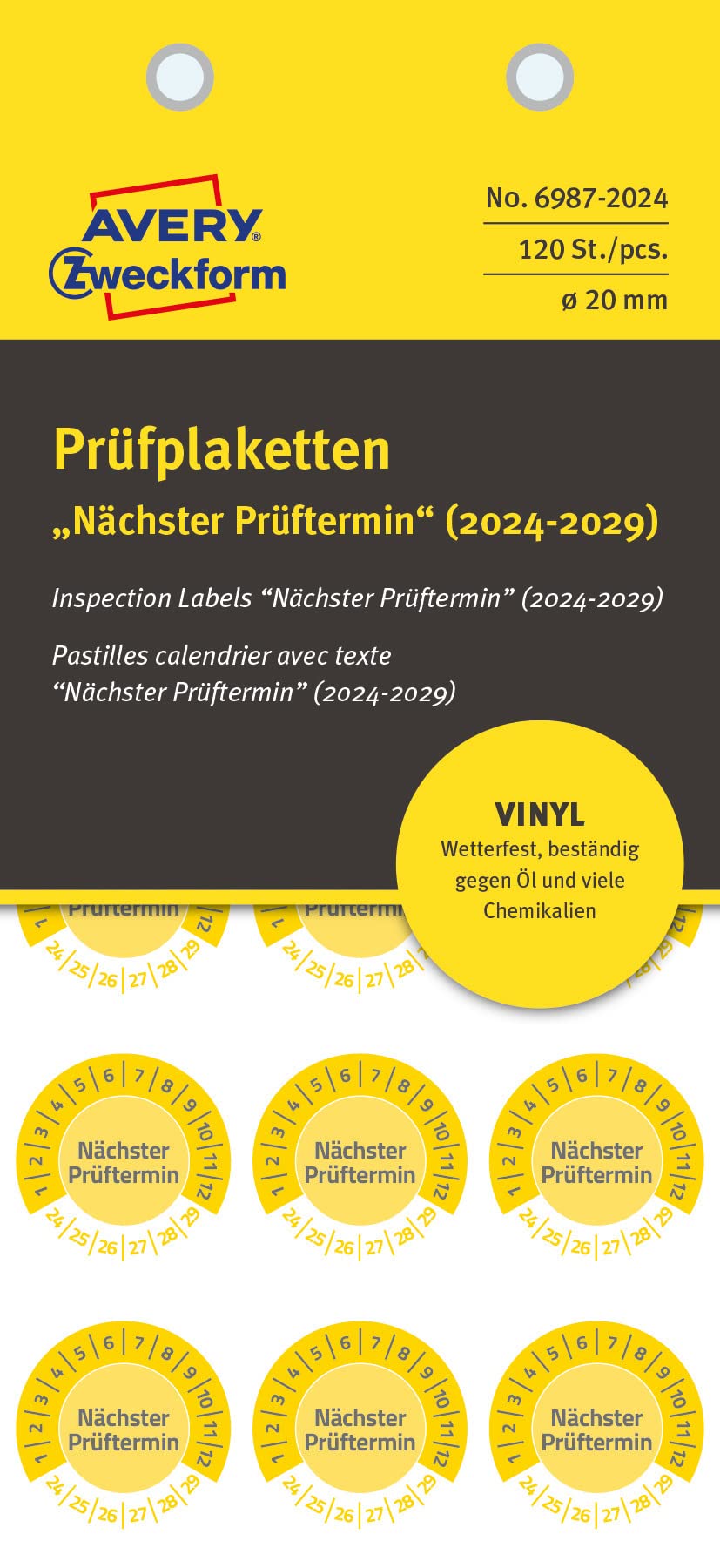 avery-zweckform-6987-2024-pr-fplaketten-n-chster-pr-ftermin-20-mm-gelb-120-st-ck image 3