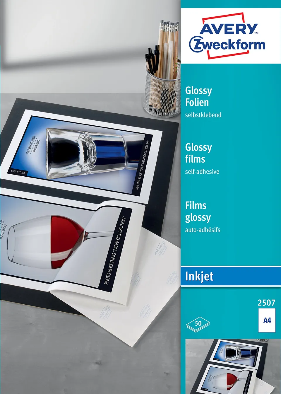 avery-zweckform-2507-glossy-folie-f-r-inkjetdrucker-a4-selbstklebend-hochgl-nzen image 1