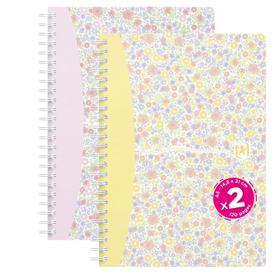 oxford-pastell-blumen-spiral-notizbuch-a5-kariert-2er-set image 1
