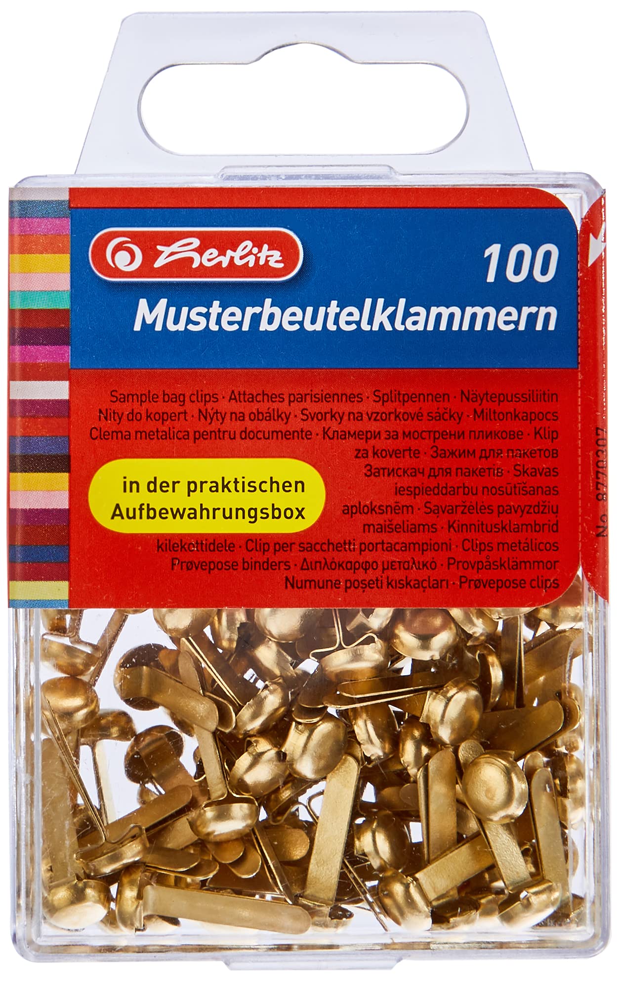 herlitz-musterbeutelklammern-rundkopf-metall-messing-100-st-ck-h-ngebox image 1