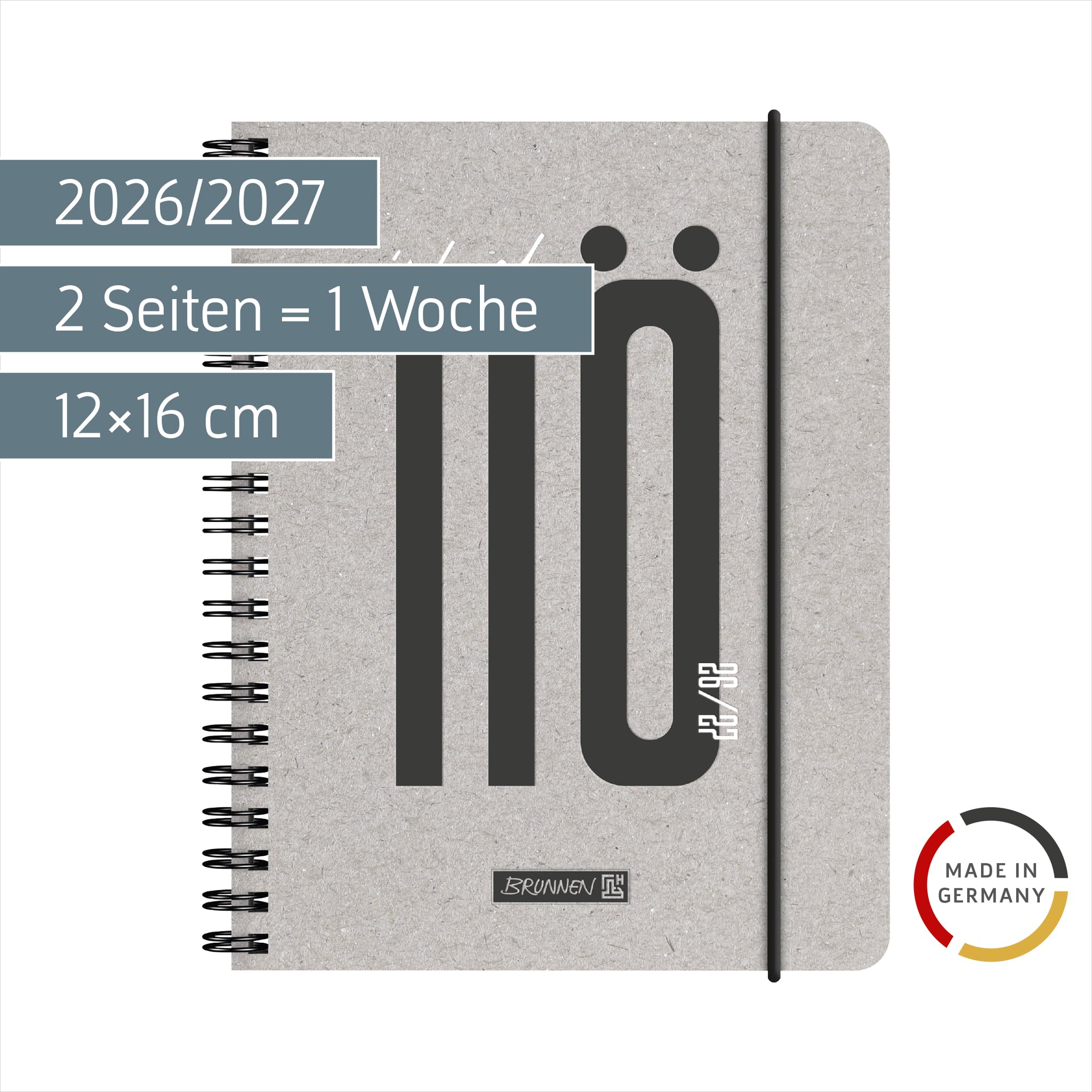 brunnen-sch-lerkalender-nope-2026-2027-a6-karton-grau-schwarz-18-monate-juli-202 image 2