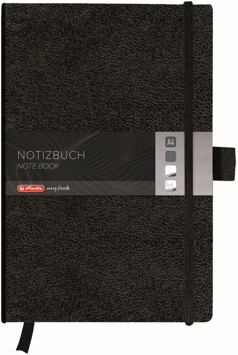 herlitz-notizbuch-classic-schwarz-a4-kariert-96-blatt-mit-leseband image 1