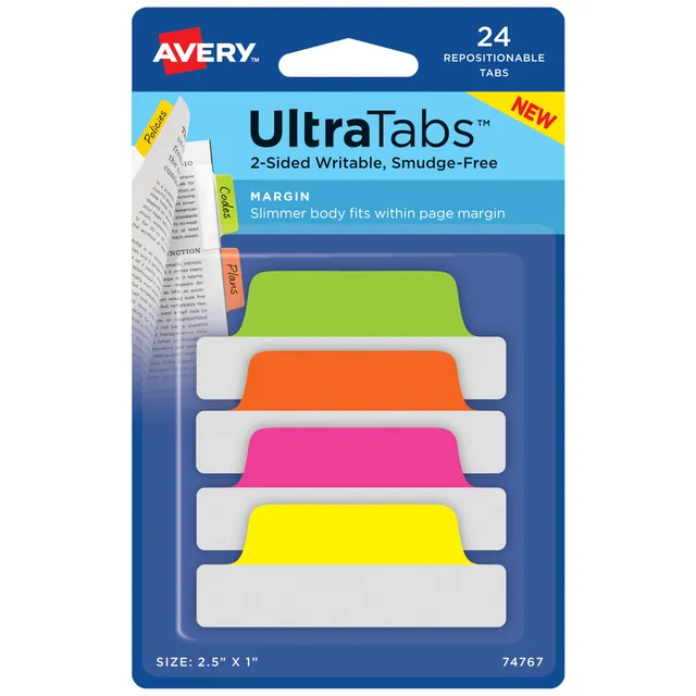 avery-zweckform-ultratabs-haftstreifen-63-5x25-4mm-neon-24-st-ck image 1