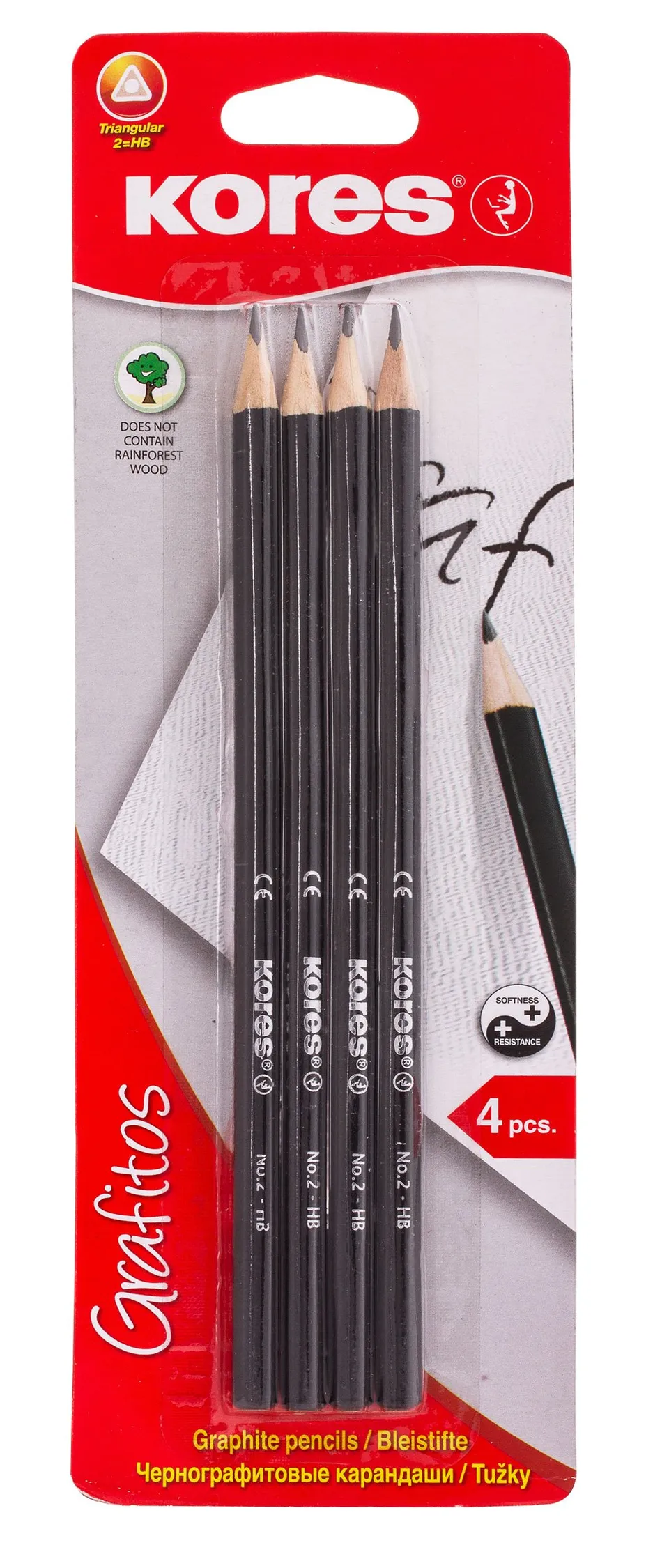 kores-grafitos-bleistift-hb-dreikant-mattschwarz-4-st-ck image 1