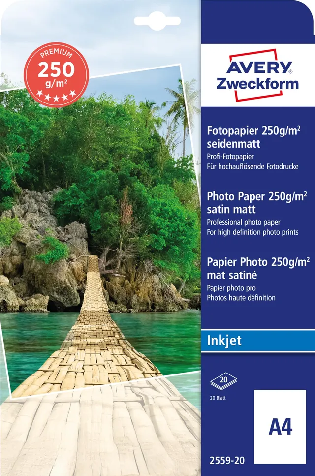 avery-zweckform-2559-20-premium-inkjet-fotopapier-din-a4-250-g-m-seidenmatt-20-b image 1
