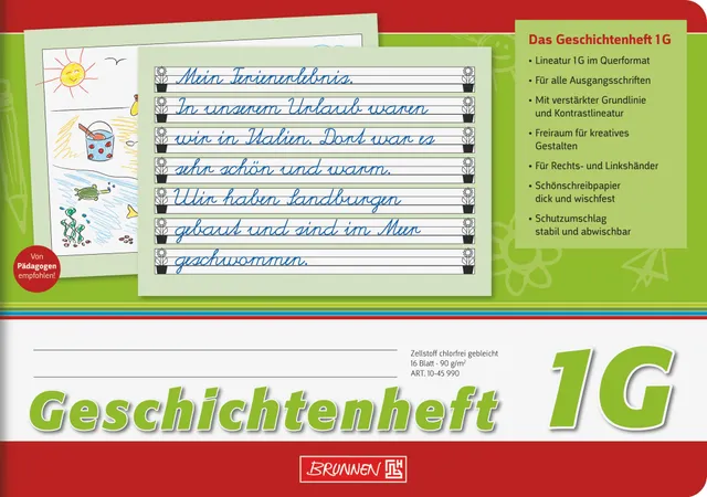 brunnen-geschichtenheft-1045990-klasse-1-a5-lineatur-1g-16-blatt image 1