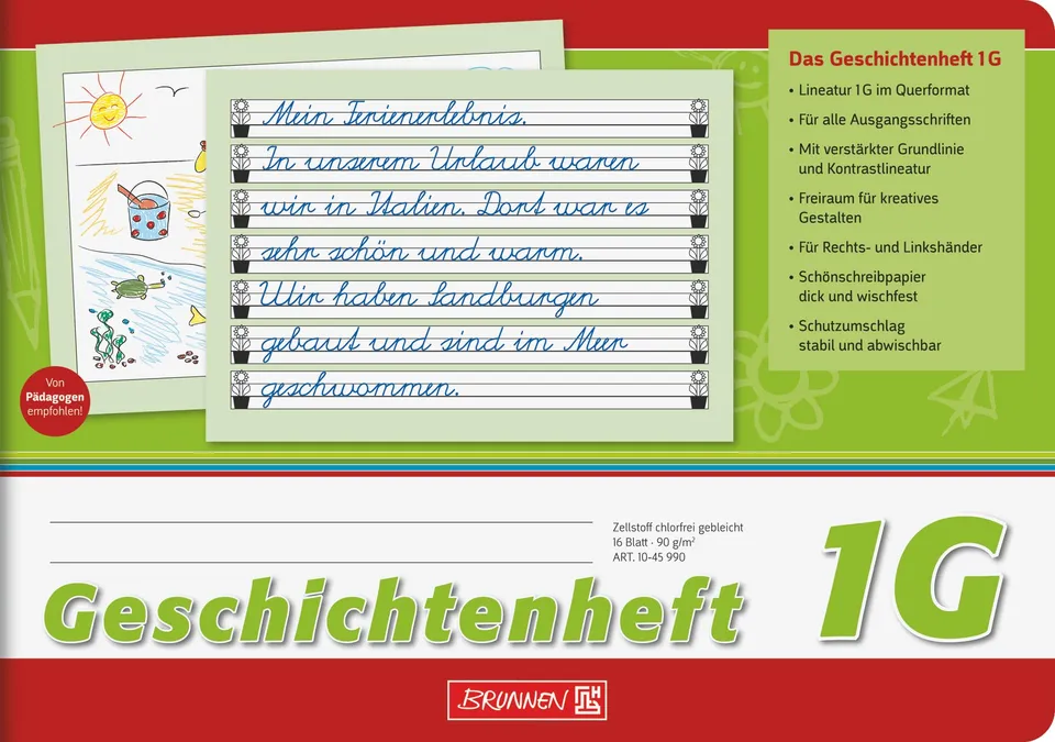 brunnen-geschichtenheft-1045990-klasse-1-a5-lineatur-1g-16-blatt image 1