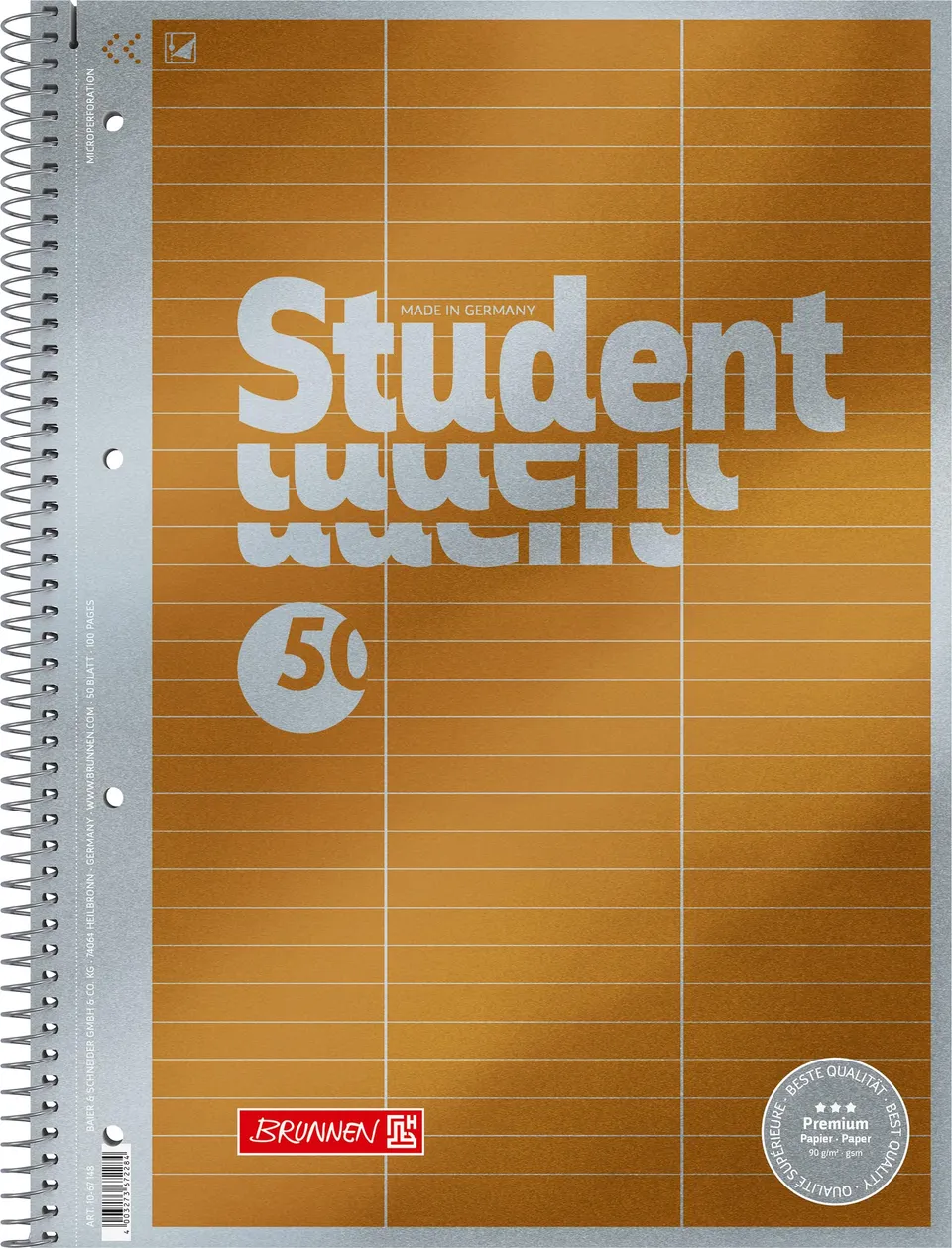 brunnen-collegeblock-premium-student-vokabeln-a4-lin-54-50-blatt-gelb-metallic image 1