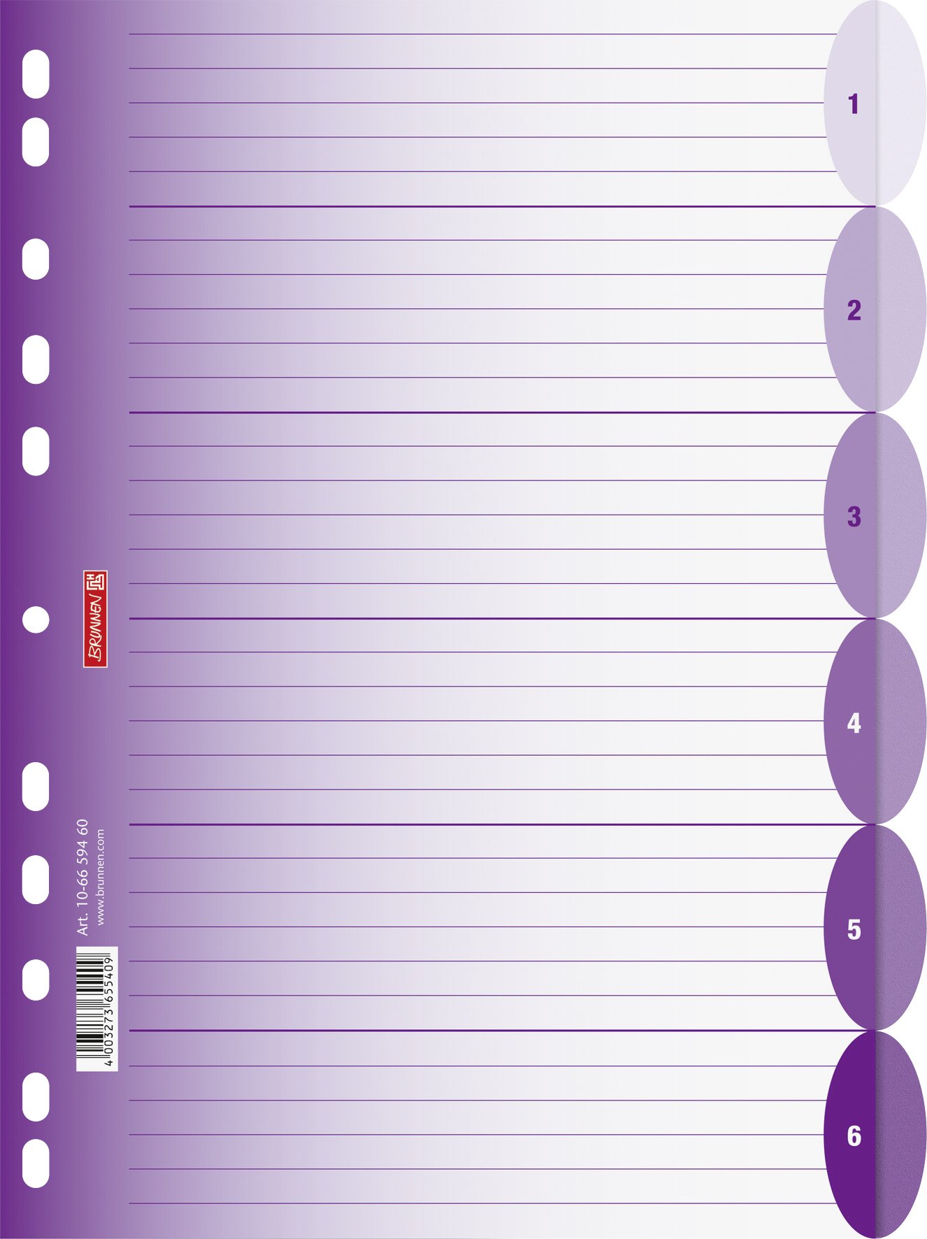 brunnen-ordnerregister-colour-code-a4-pp-halbrund-pink-6-tabs image 6