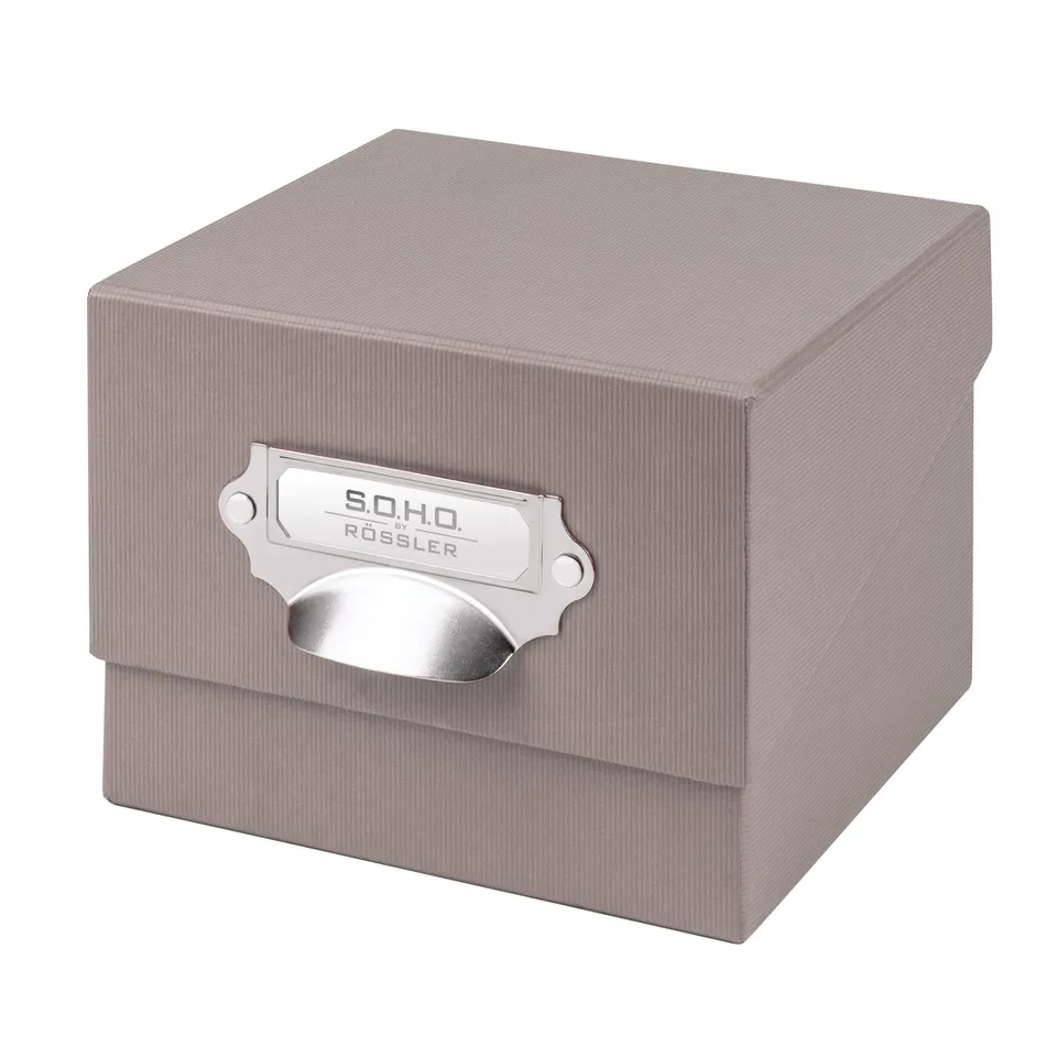 r-ssler-s-o-h-o-box-f-r-fotos-karteikarten-a6-16-7x12-5-cm-taupe-mit-deckel image 1