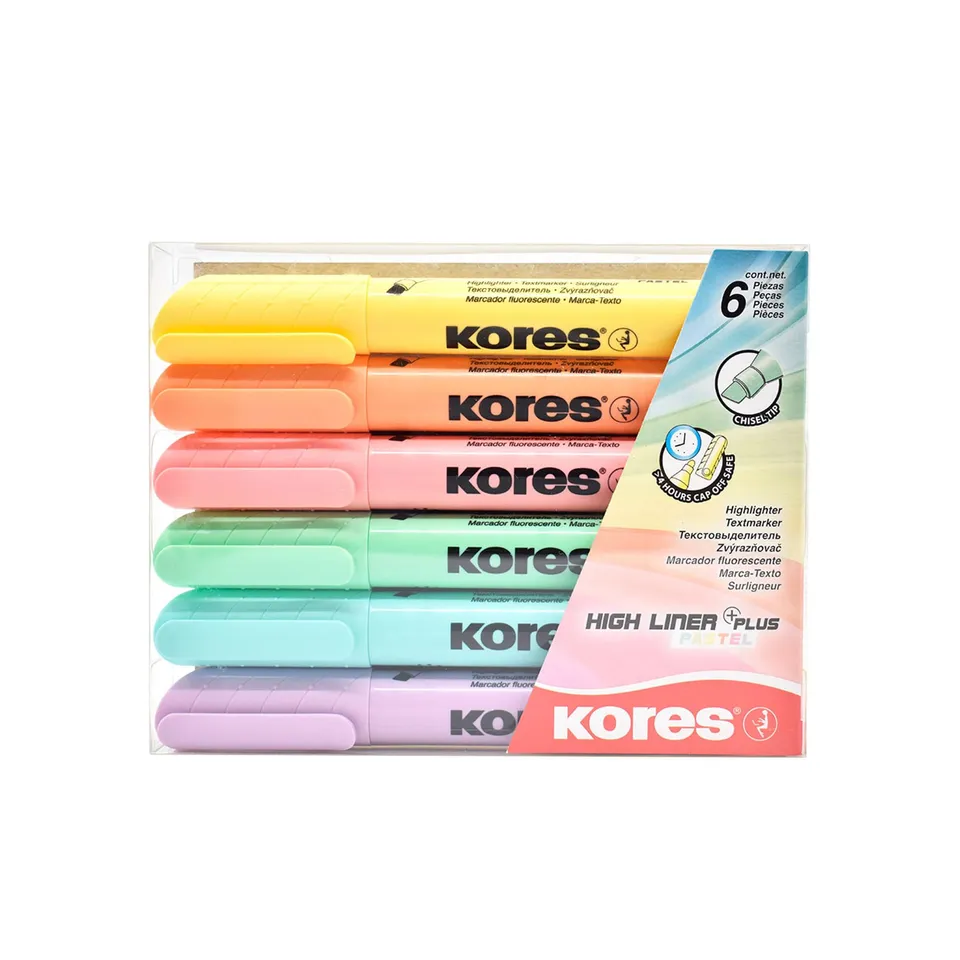 kores-high-liner-plus-textmarker-6-pastellfarben-keilspitze image 1