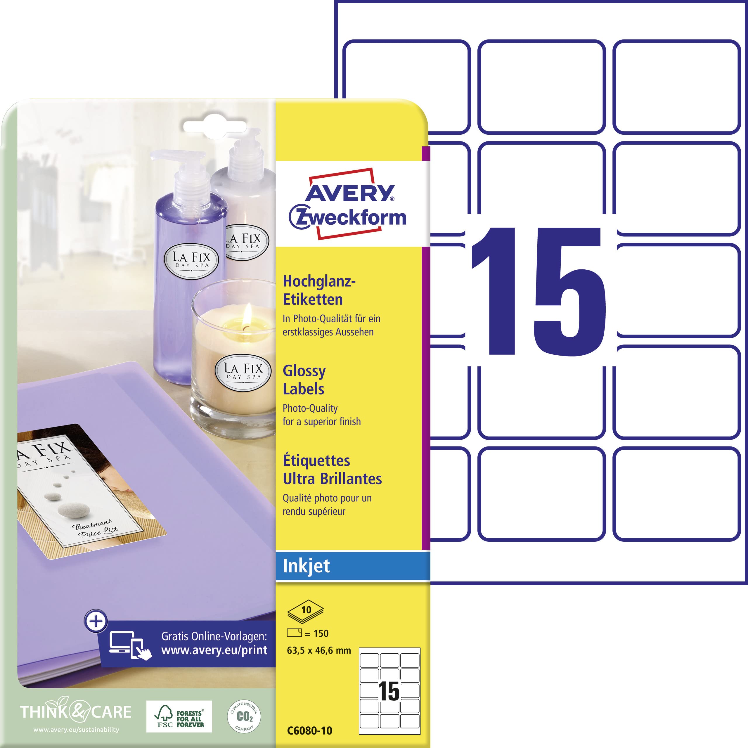 avery-zweckform-c6080-10-hochglanz-etiketten-a4-63-5-x-46-6-mm-wei-150-st-ck image 1