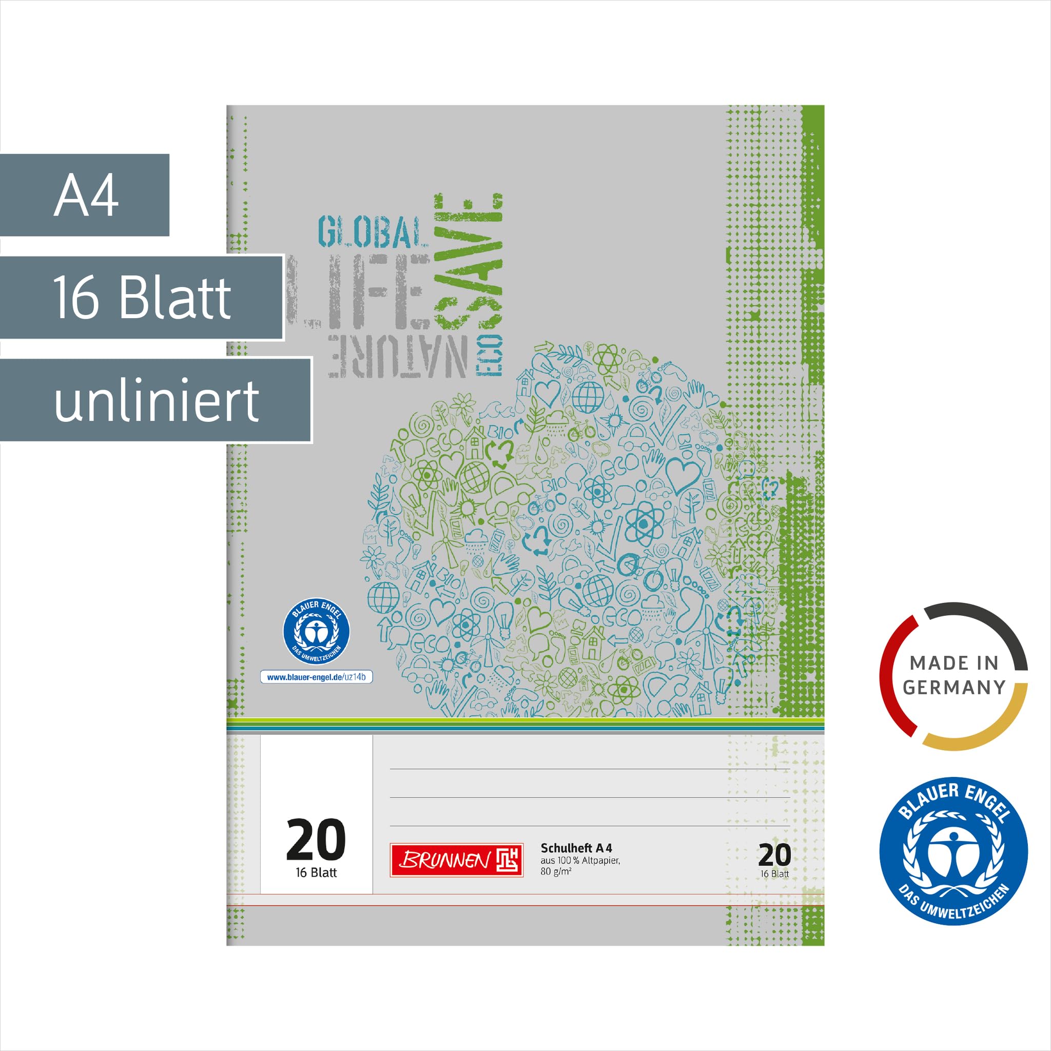 brunnen-recycling-schulheft-din-a4-lineatur-20-blanko-16-blatt image 2