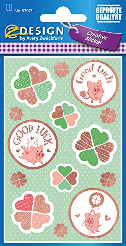 avery-zweckform-z-design-57075-deko-sticker-good-luck-14-aufkleber-mit-goldpr-gu image 5