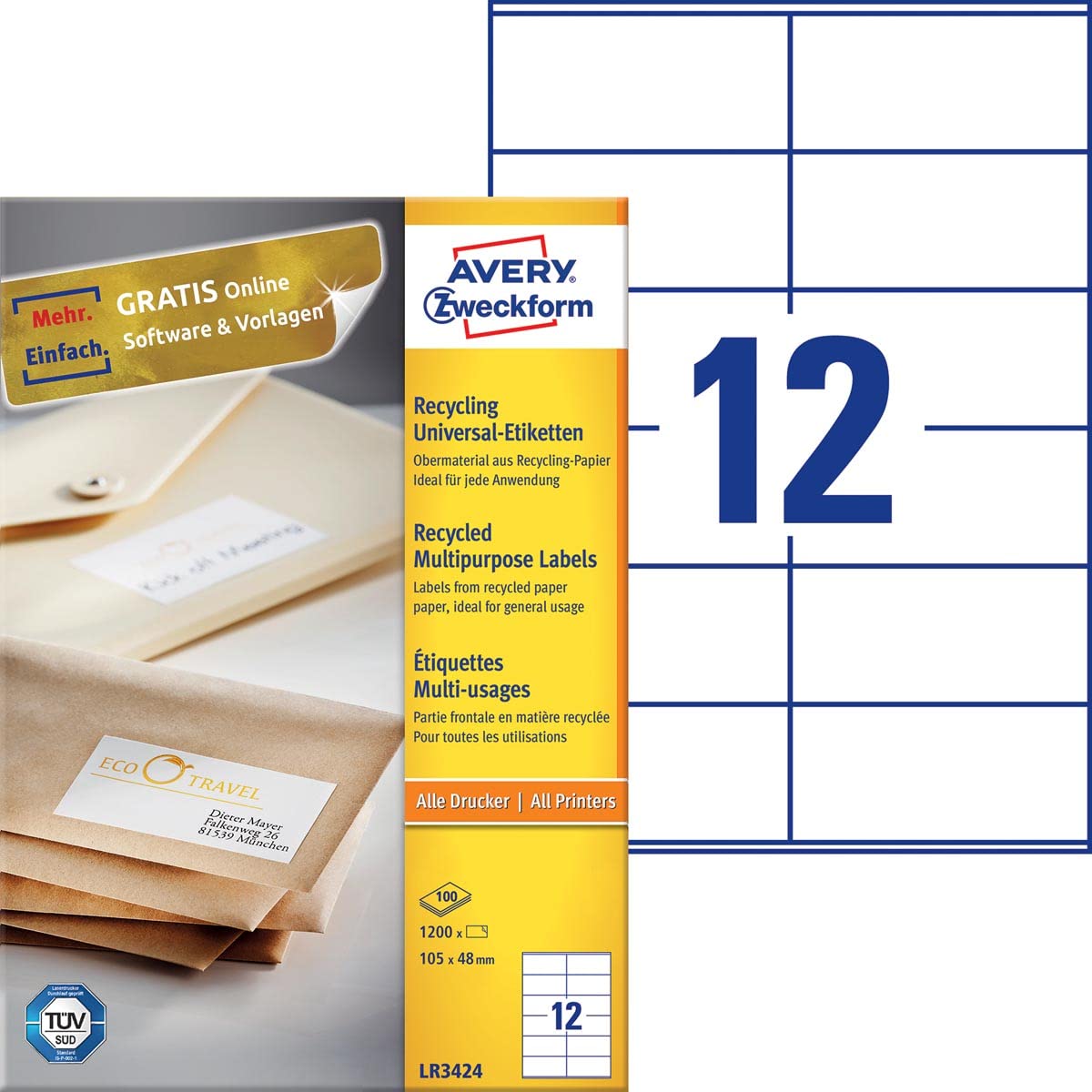 avery-zweckform-lr3424-recycling-adress-etiketten-a4-105x48-mm-naturwei-1-200-et image 2