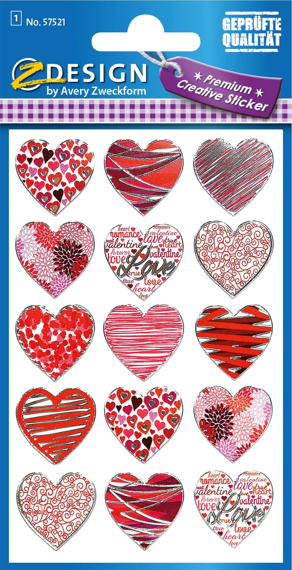 avery-zweckform-57521-z-design-deko-sticker-herzen-effektfolie-15-st-ck image 1