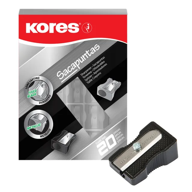 kores-metall-bleistiftspitzer-einzelloch-standard-20-st-ck-silber-und-schwarz image 1